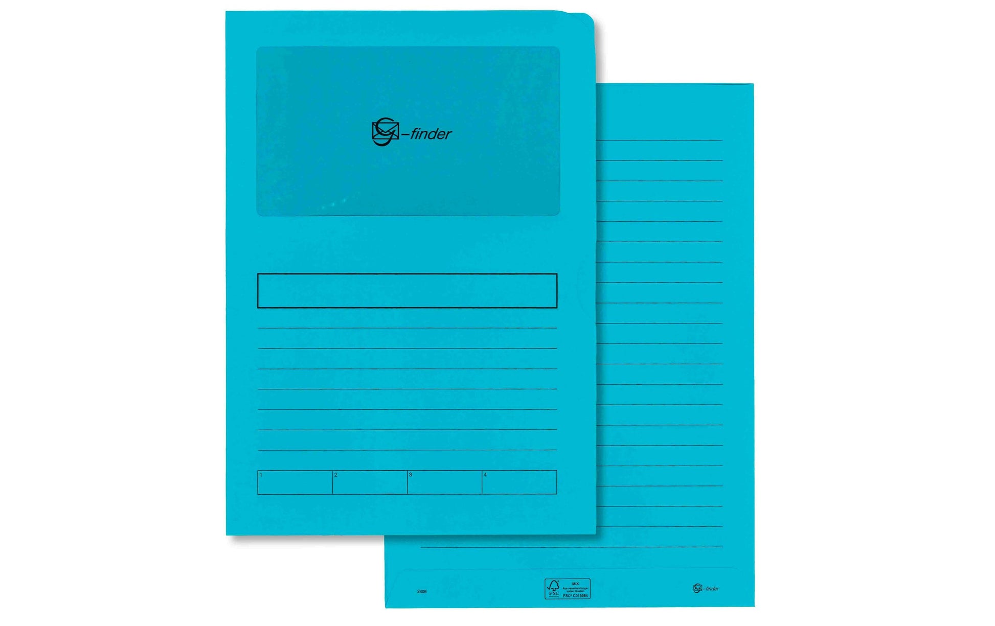 Goessler Organisationsmappe G-Finder 220 × 310 mm, Fenster 180 × 100 mm, 120 g/m², Eisblau – 100 Stück