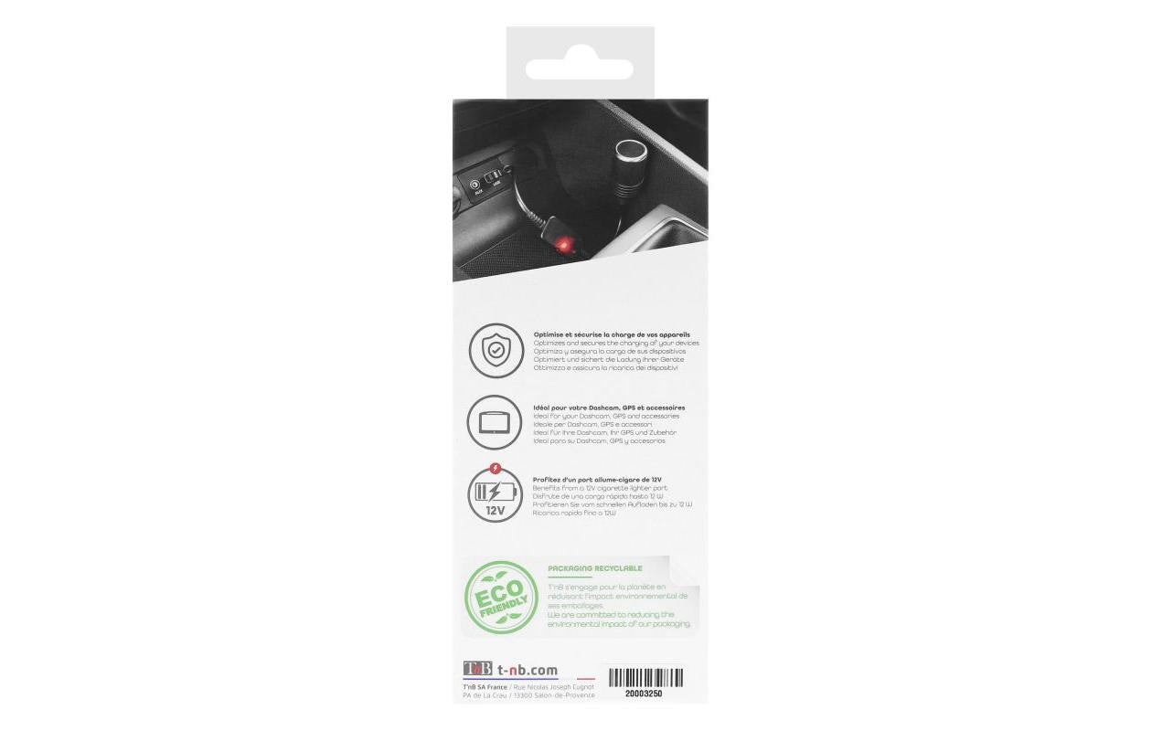 T`nb TNB Adapter KFZ-Buchse zu USB-A – für 12 V KFZ-Steckdosen, Schwarz