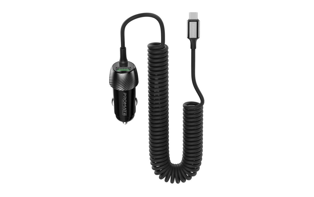 Promate Kfz-Ladegerät, 33 W, USB-C/USB-A, PD – universal – Schwarz
