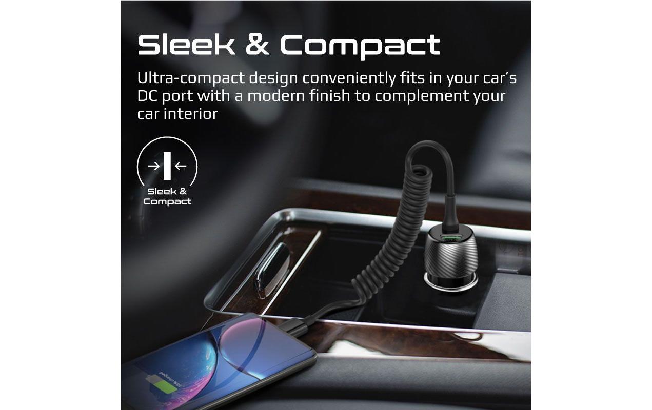 Promate Kfz-Ladegerät, 33 W, USB-C/USB-A, PD – universal – Schwarz