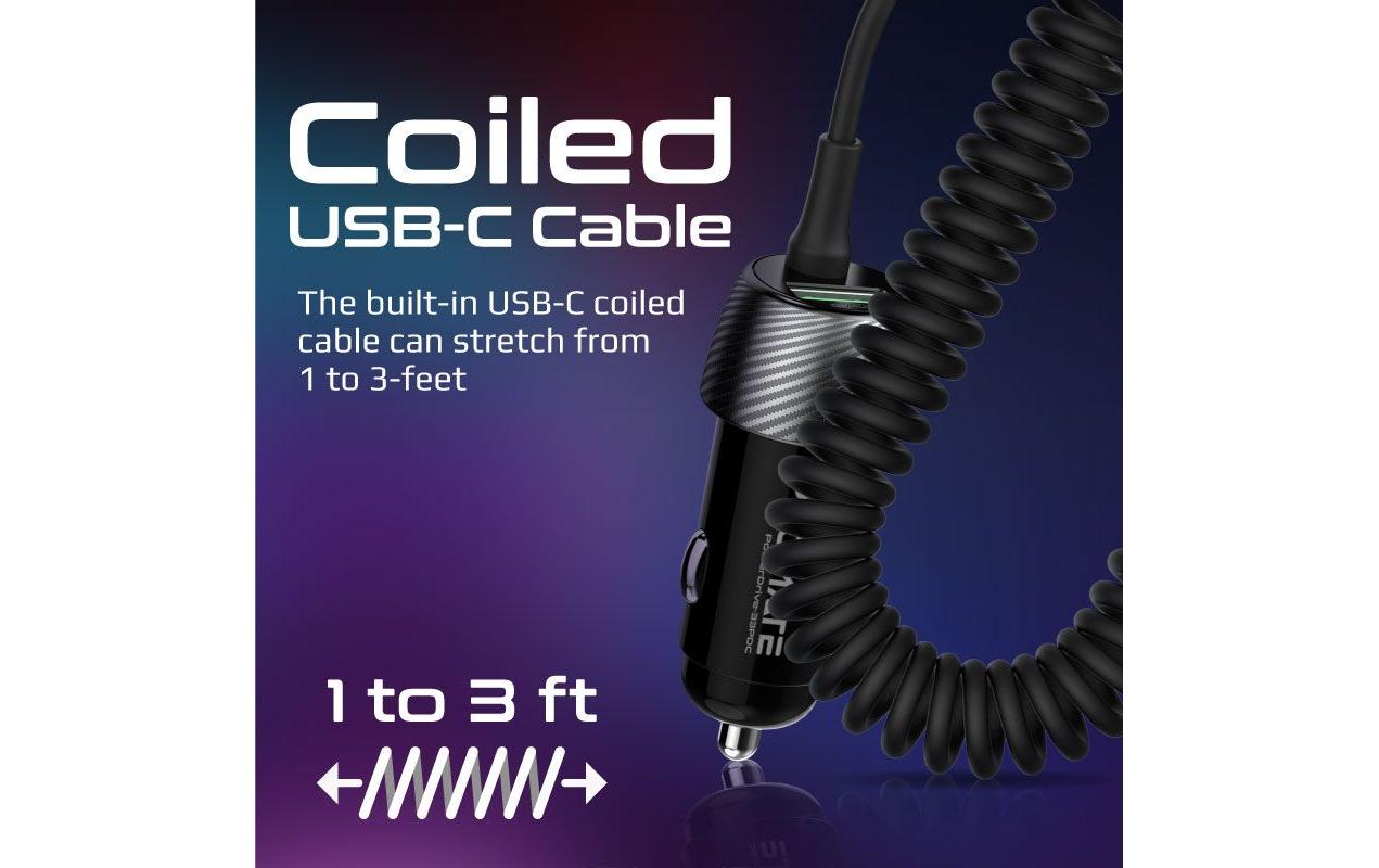 Promate Kfz-Ladegerät, 33 W, USB-C/USB-A, PD – universal – Schwarz