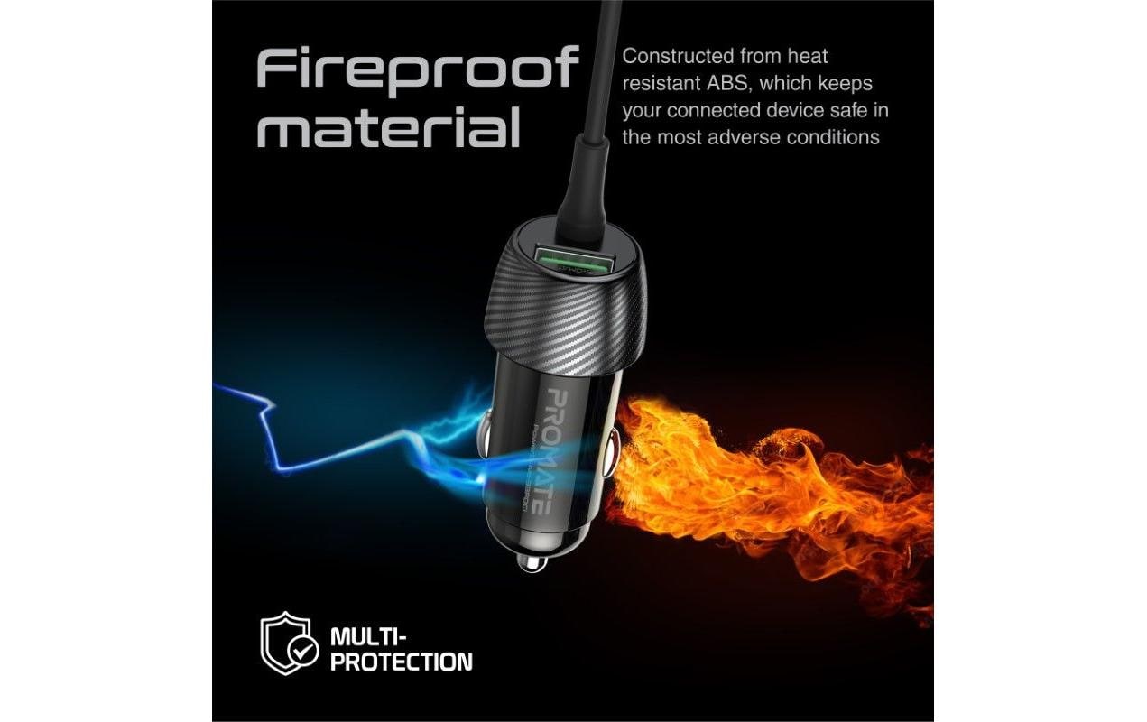 Promate PowerDrive-33PDCI Auto-Ladegerät 33 W – USB-C×1, USB-A×1, Lightning×1 – PD, QC 3.0 – für 12–24 V