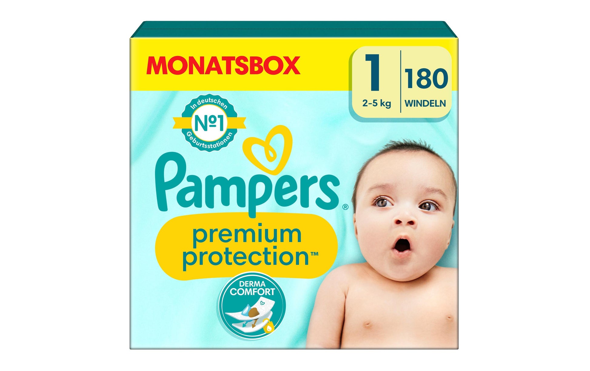Pampers Neugeborenenwindeln – Grösse 1 (2–5 kg) – 180 Stk – weiss