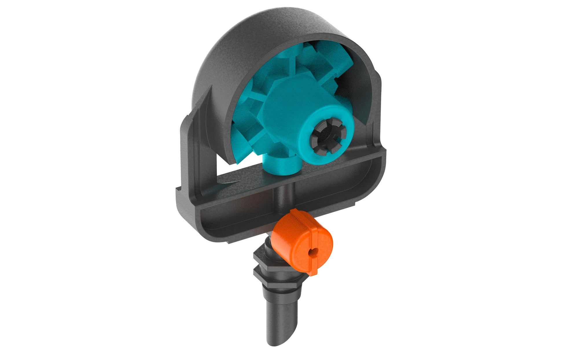 Gardena 6-in-1 Sprühdüse – 34 mm, Kunststoff, Grau/Türkis/Orange, Endzeilenmontage, für Micro-Drip-System