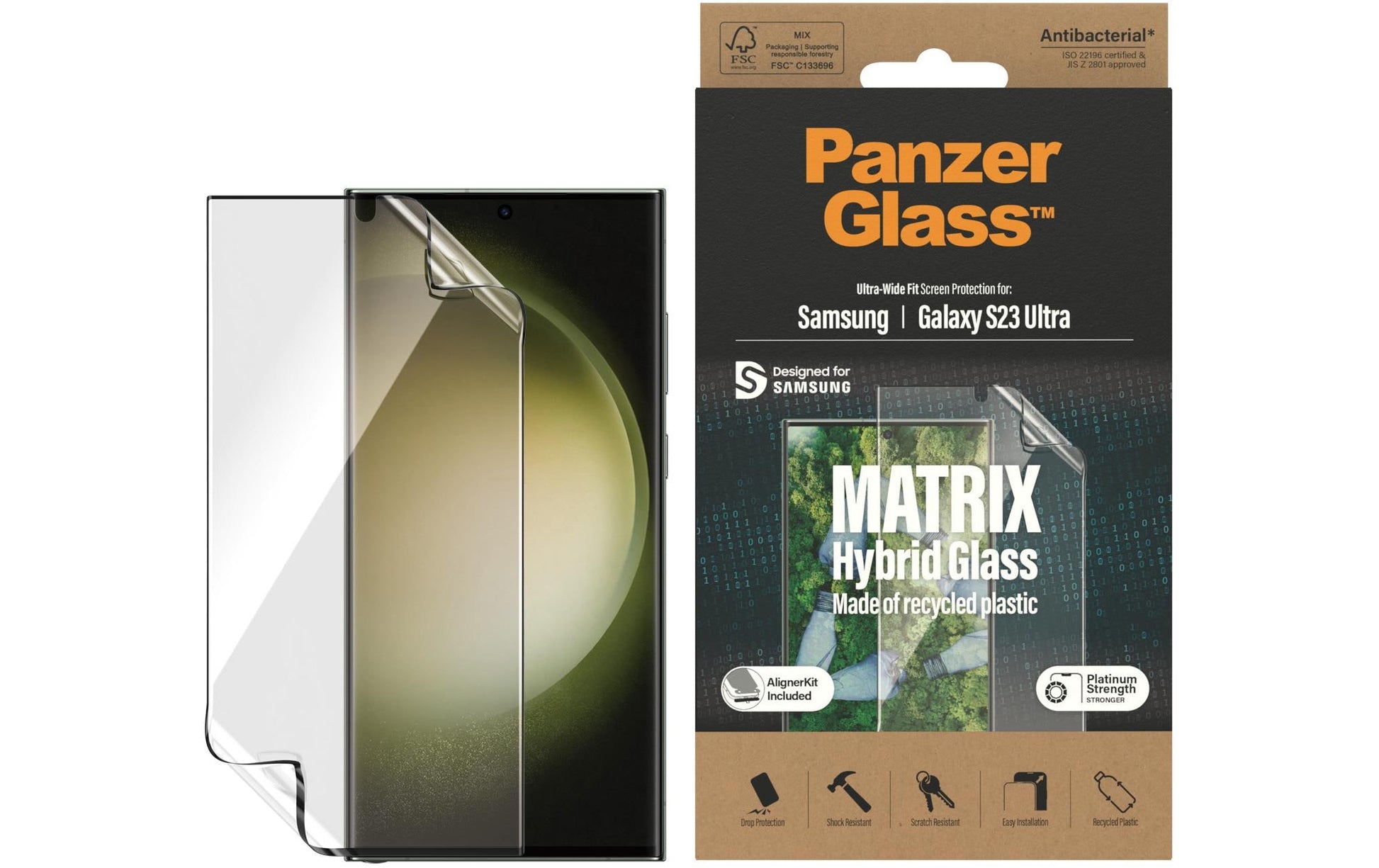 PanzerGlass Displayschutz (Folie), Ultra-Wide Fit – für Galaxy S23 Ultra – mit Applikator