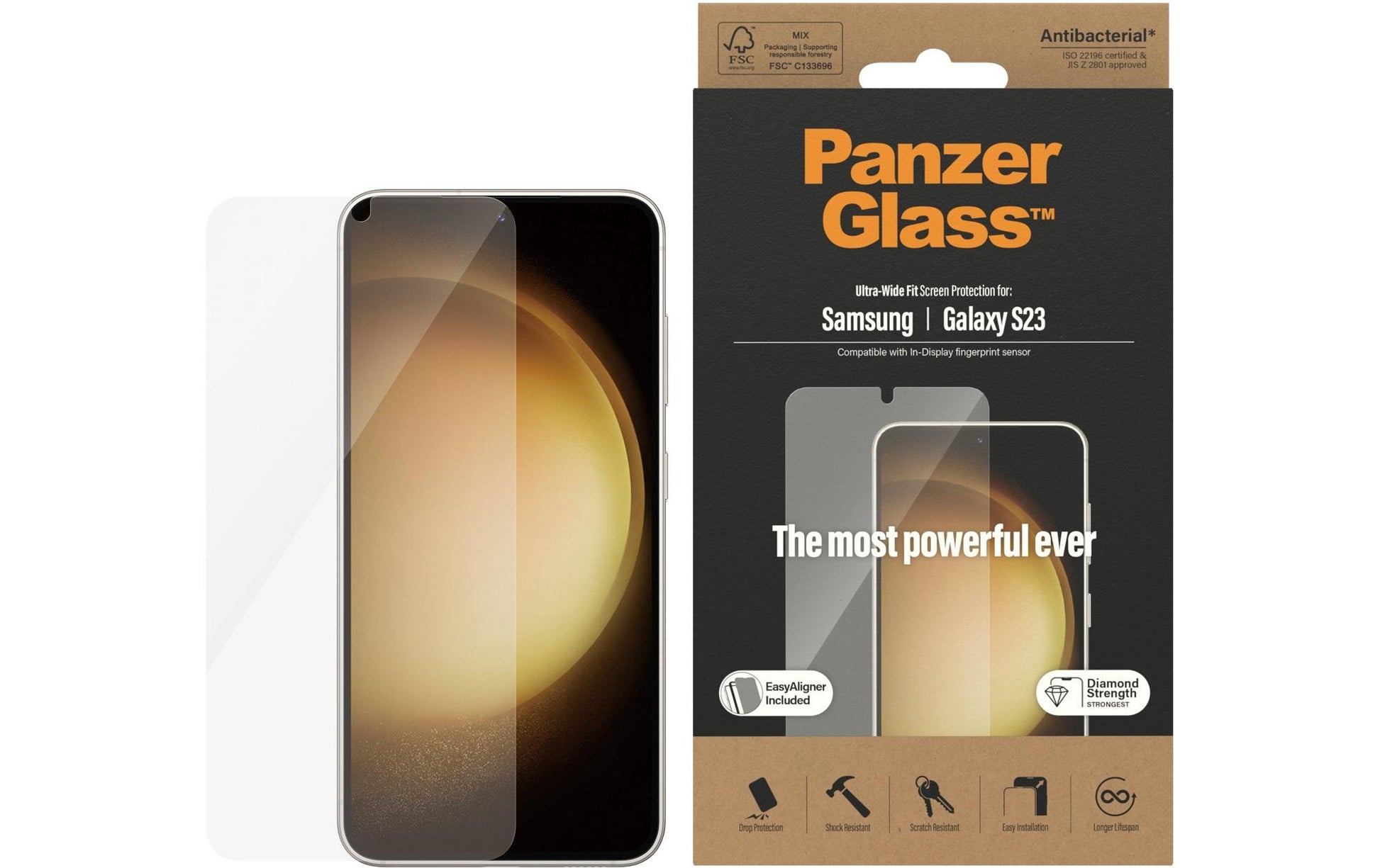 PanzerGlass Displayschutzglas – für Samsung Galaxy S23, kratzresistent, stossfest, Hartglas, transparent