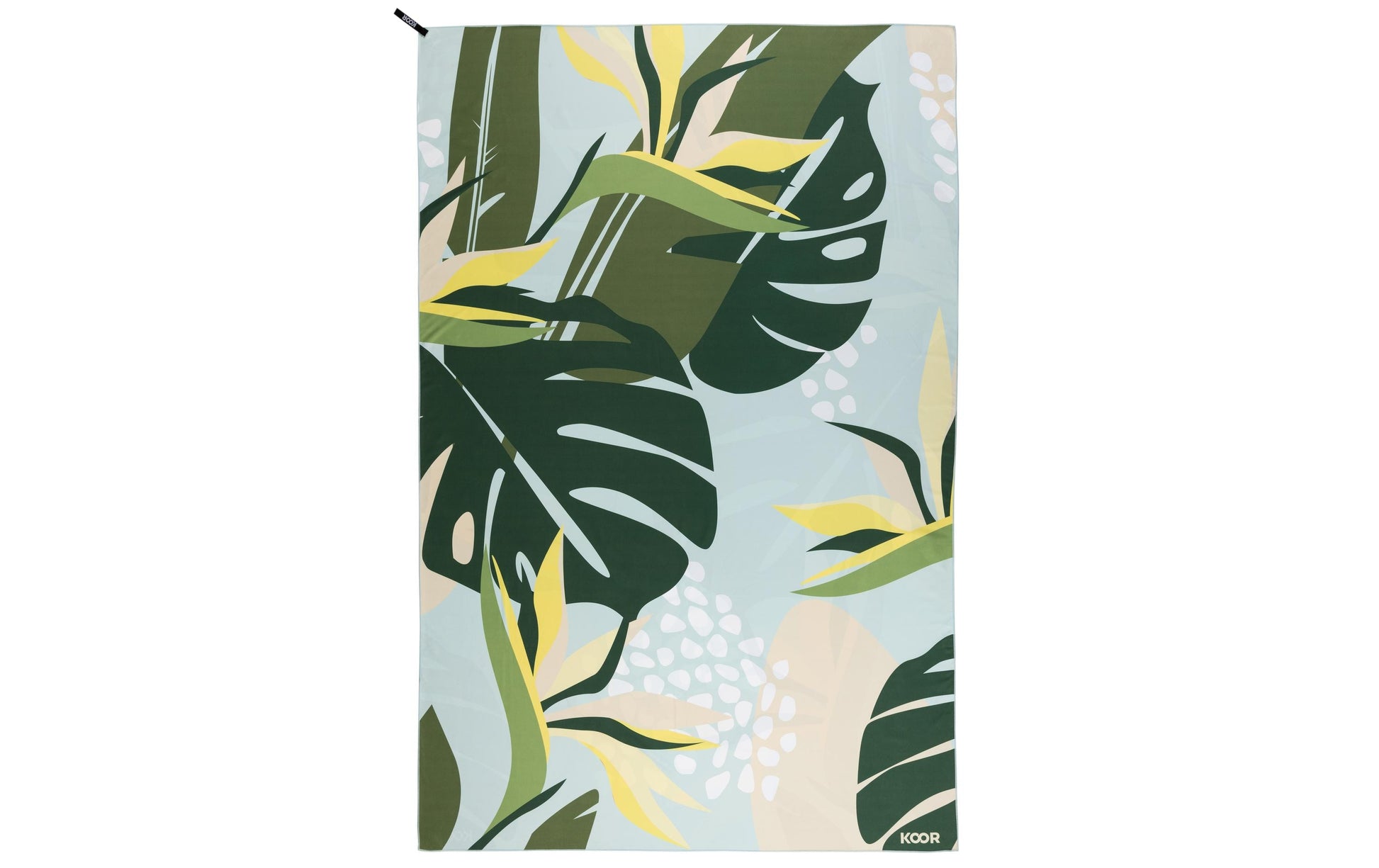 KOOR Strandtuch Jungle XXL – 130 × 200 cm, Gelb/Grün/Hellblau, Polyamid/Polyester