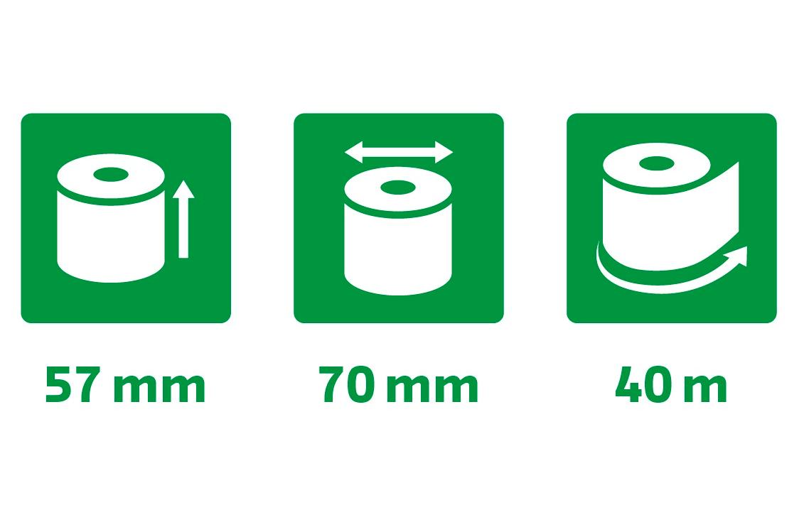 Exacompta Thermorolle – 57 mm × 40 m, Kern 12 mm – 10 Stk.