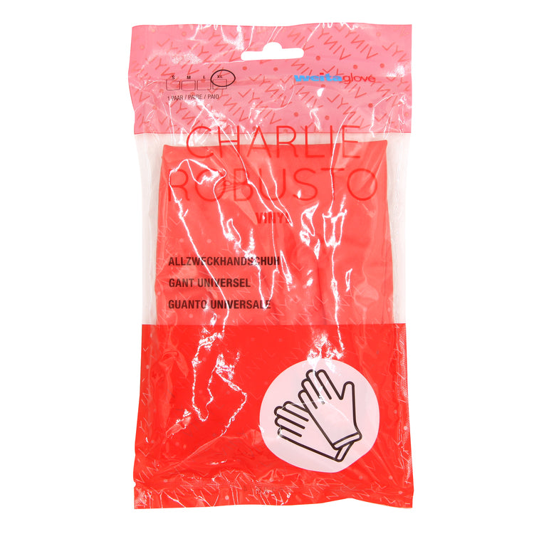 Weitaglove Arbeitshandschuhe Charlie Robusto – XL, 1 Paar – PVC, Rot, gefüttert, 30,5 cm