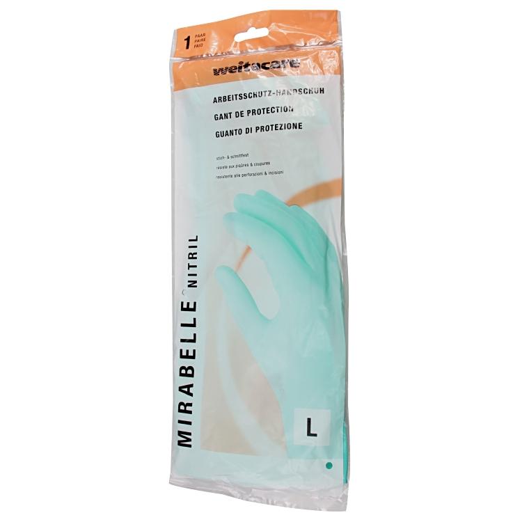 Weitaglove Arbeitshandschuhe Mirabelle – Grösse M, 10 Paar – Nitril, Velourisiert innen, Grün