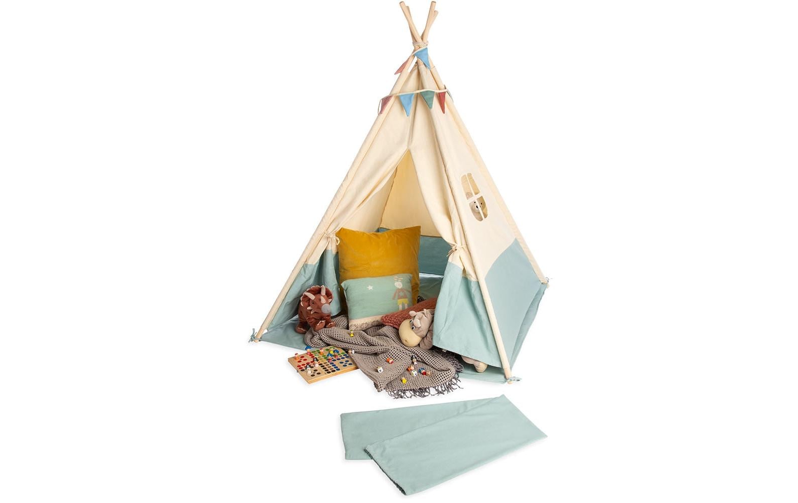 Pinolino Kinderträume Zelt Tipi Yuma – 120 × 120 × 155 cm – ab 3 J. – Baumwolle/Polyester/Holz