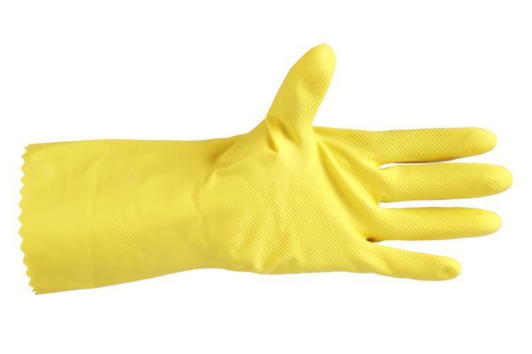 Weitaglove Arbeitshandschuhe Isabelle – S – Naturlatex, Gelb, velourisiert, 30 cm, 0,45 mm