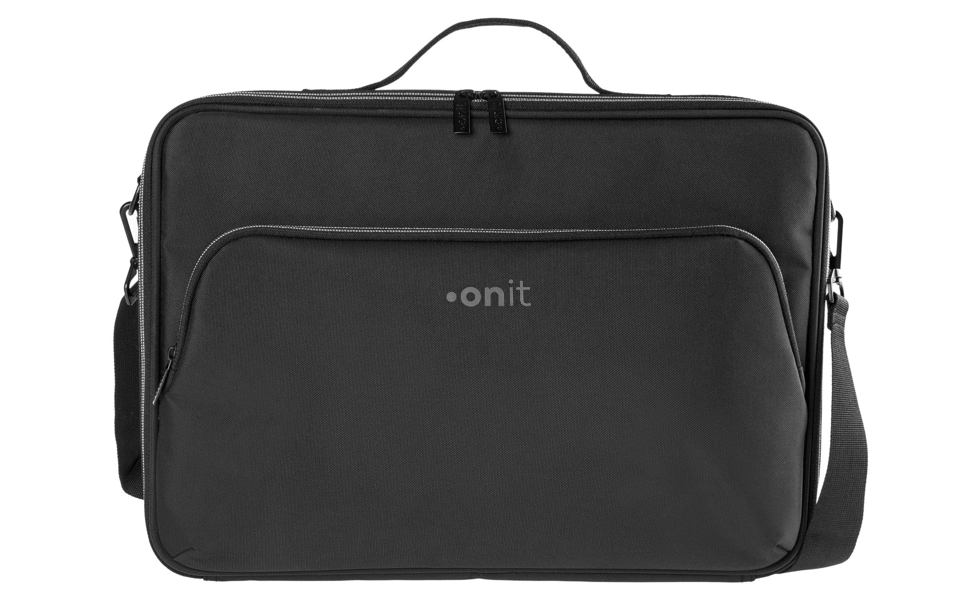 ONIT Clamshell Notebook-Tasche bis 15,6" – 600D rPET, mit Trolley-Band – Schwarz