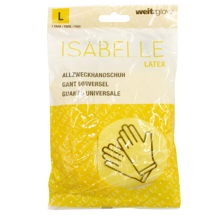 Weitaglove Arbeitshandschuhe Isabelle – L, 10 Paar – Naturlatex, Gelb, velourisiert (innen), 0,45 mm