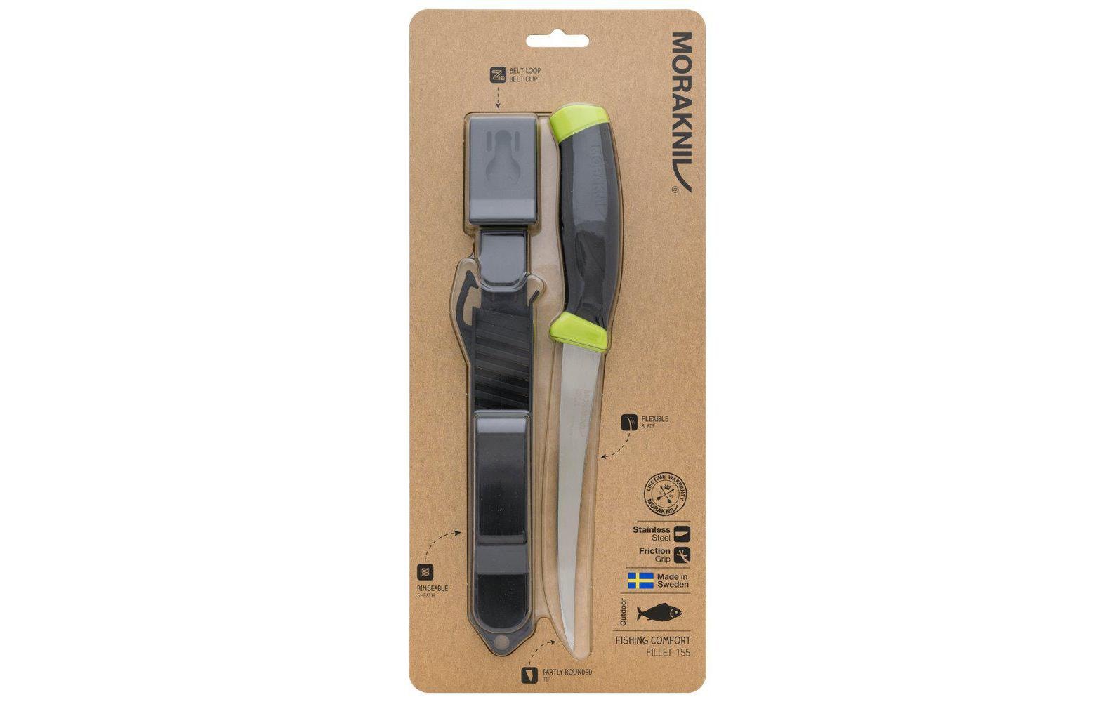 Morakniv Fishing Comfort 155 (S) – Filetiermesser 155 mm, Edelstahl, TPE-Griff, Fingerschutz
