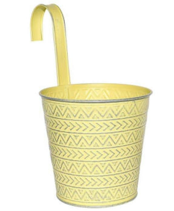 dameco Übertopf – Ø 16 × 15 cm – Metall, Gelb, mit Haken