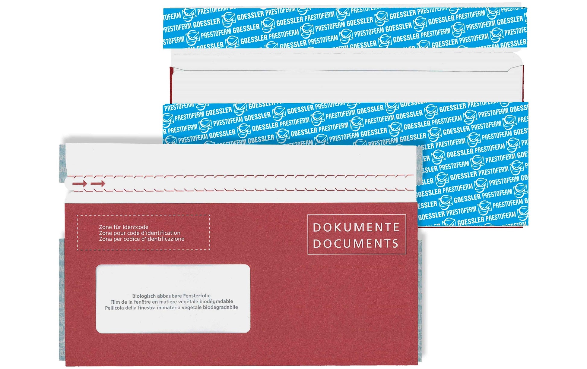 Goessler Couvert C6/5 (114 × 229 mm), mit Fenster, selbstklebend, rot, 100 g/m² – 250 Stk.