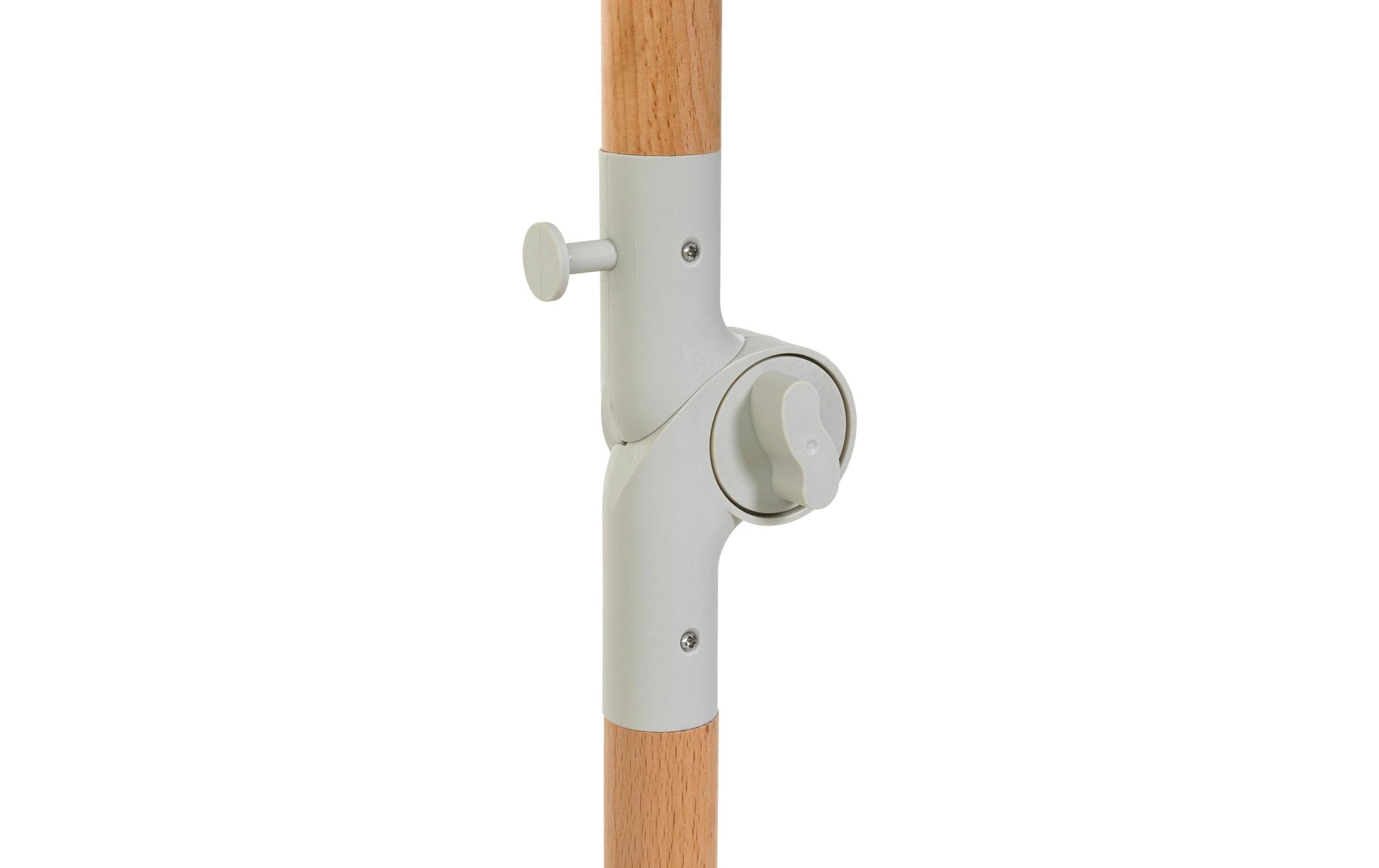 KOOR Strandschirm – rund, gestreift, Holzstange – Ø 150 cm, 180 cm hoch – rosa, weiss – Polyester