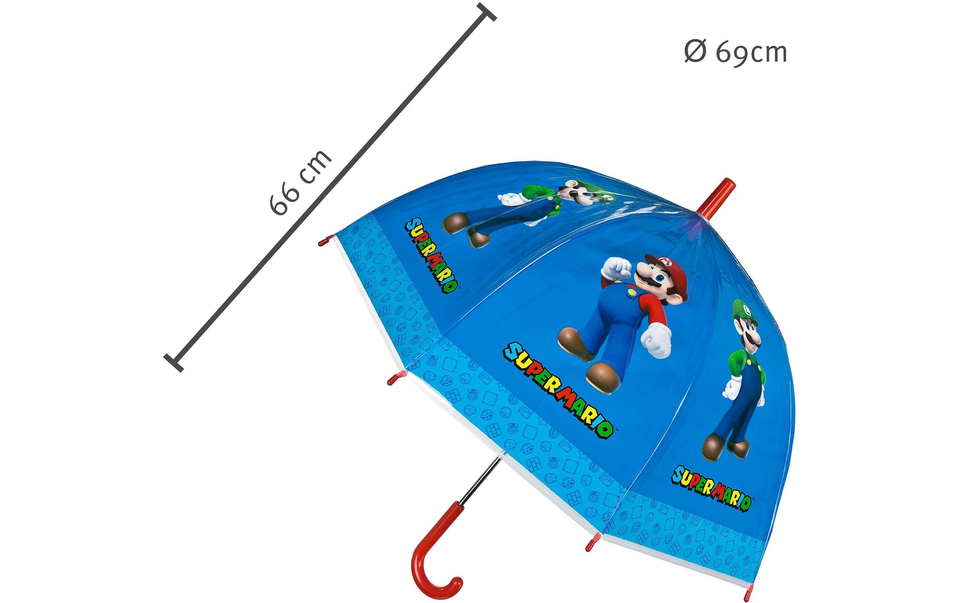Undercover Stockschirm – Ø 69 cm, L 66 cm – mehrfarbig Super Mario