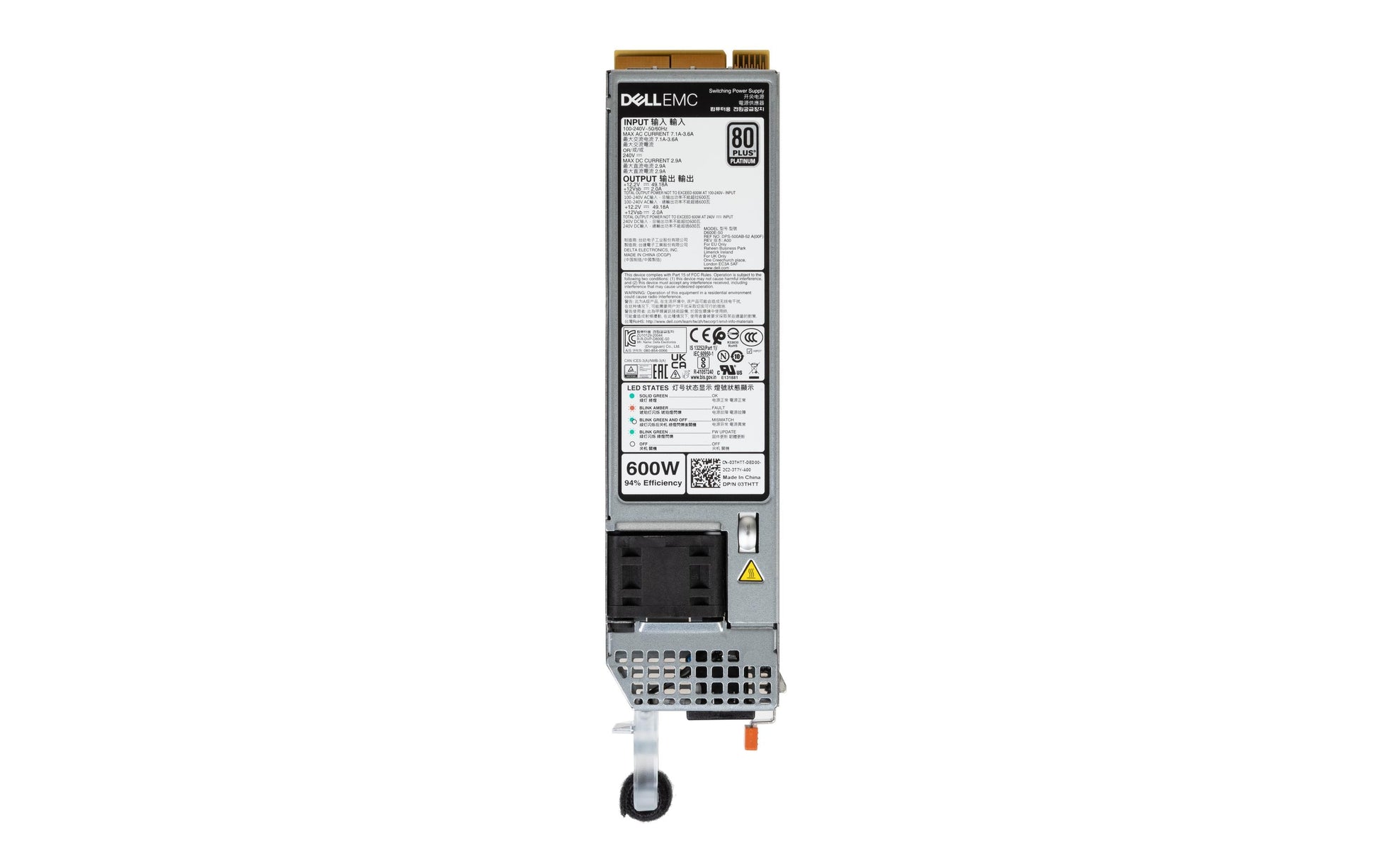 Dell Netzteil – 600 W – für PowerEdge R350, PowerEdge R450, PowerEdge R550 und andere