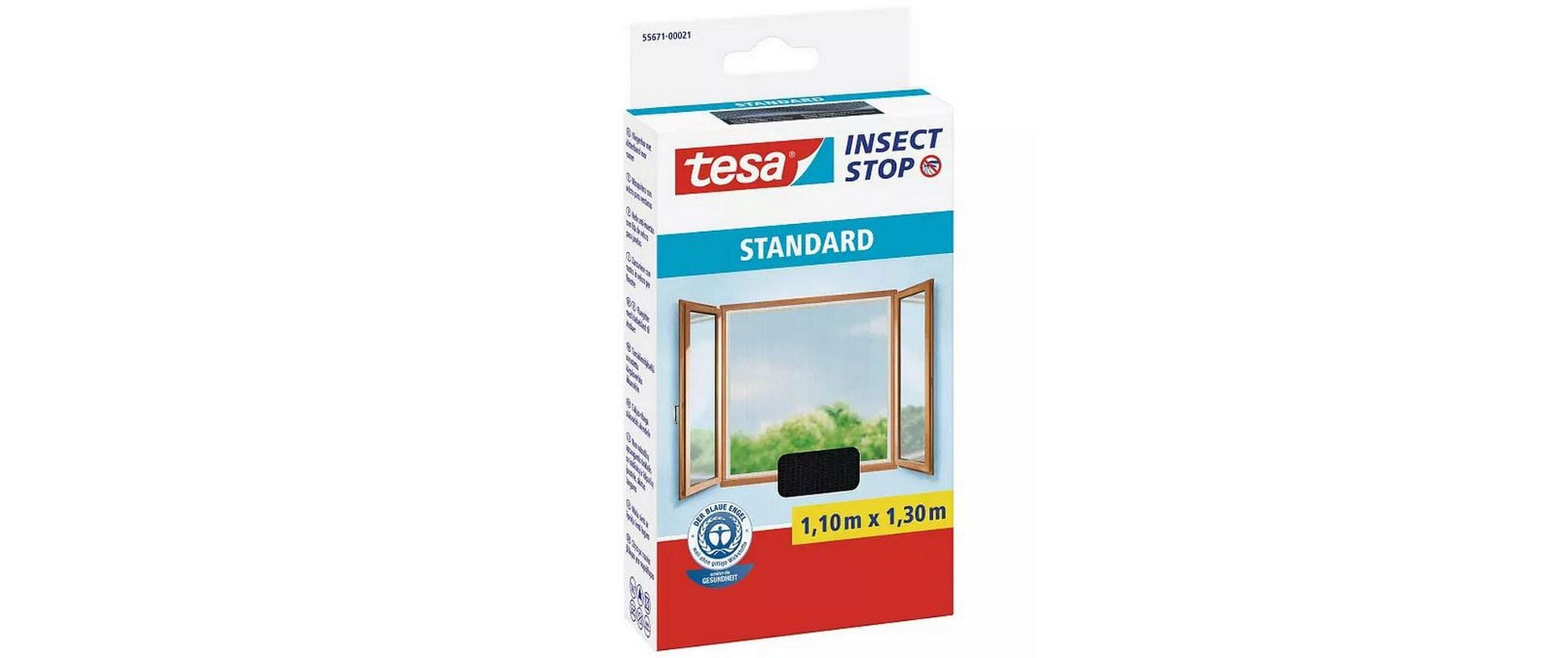 TESA Fenster-Fliegengitter – 110 × 130 cm – anthrazit – für Fluginsekten – 3 Stk.