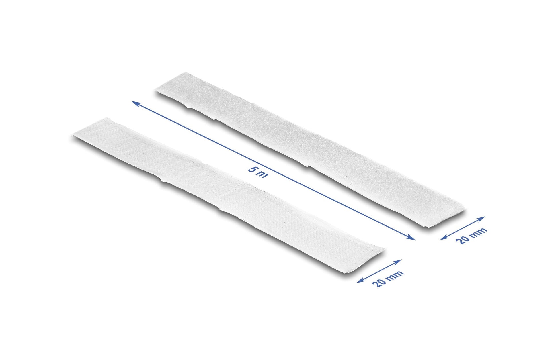 DeLOCK Klettband selbstklebend, 20 mm × 10 m – weiss