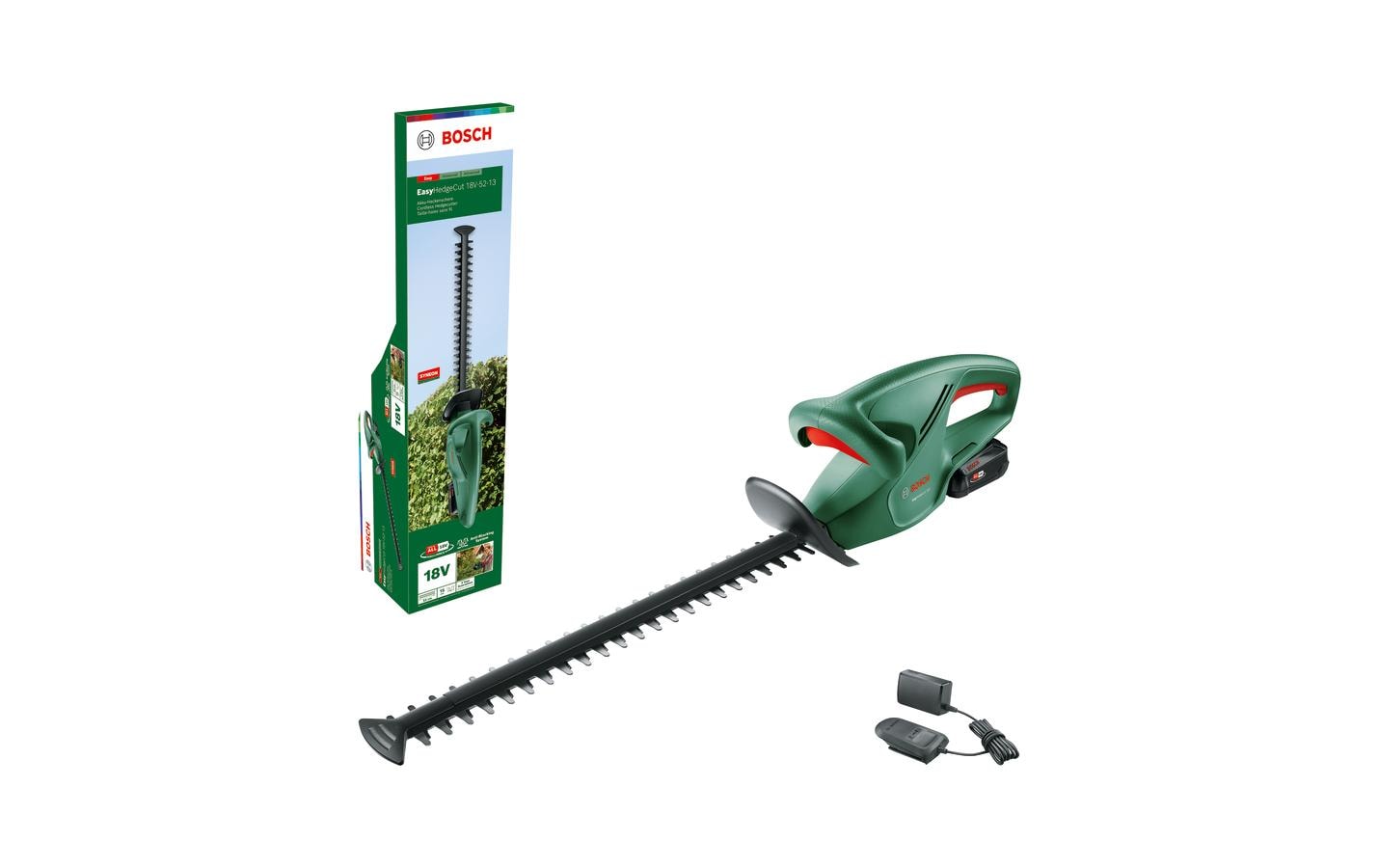 Bosch EasyHedgeCut 18-52-13 Akku-Heckenschere – 18 V – Schwertlänge 520 mm – 1×2,0 Ah & Ladegerät