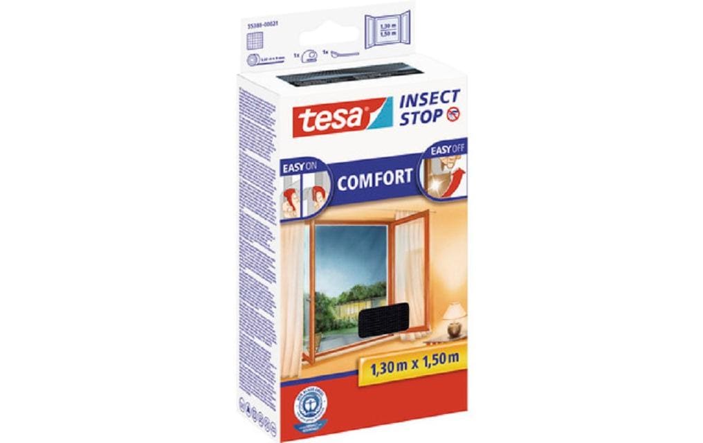 Tesa Comfort Fenster-Fliegengitter – 130 × 150 cm – anthrazit – 2 Stk.