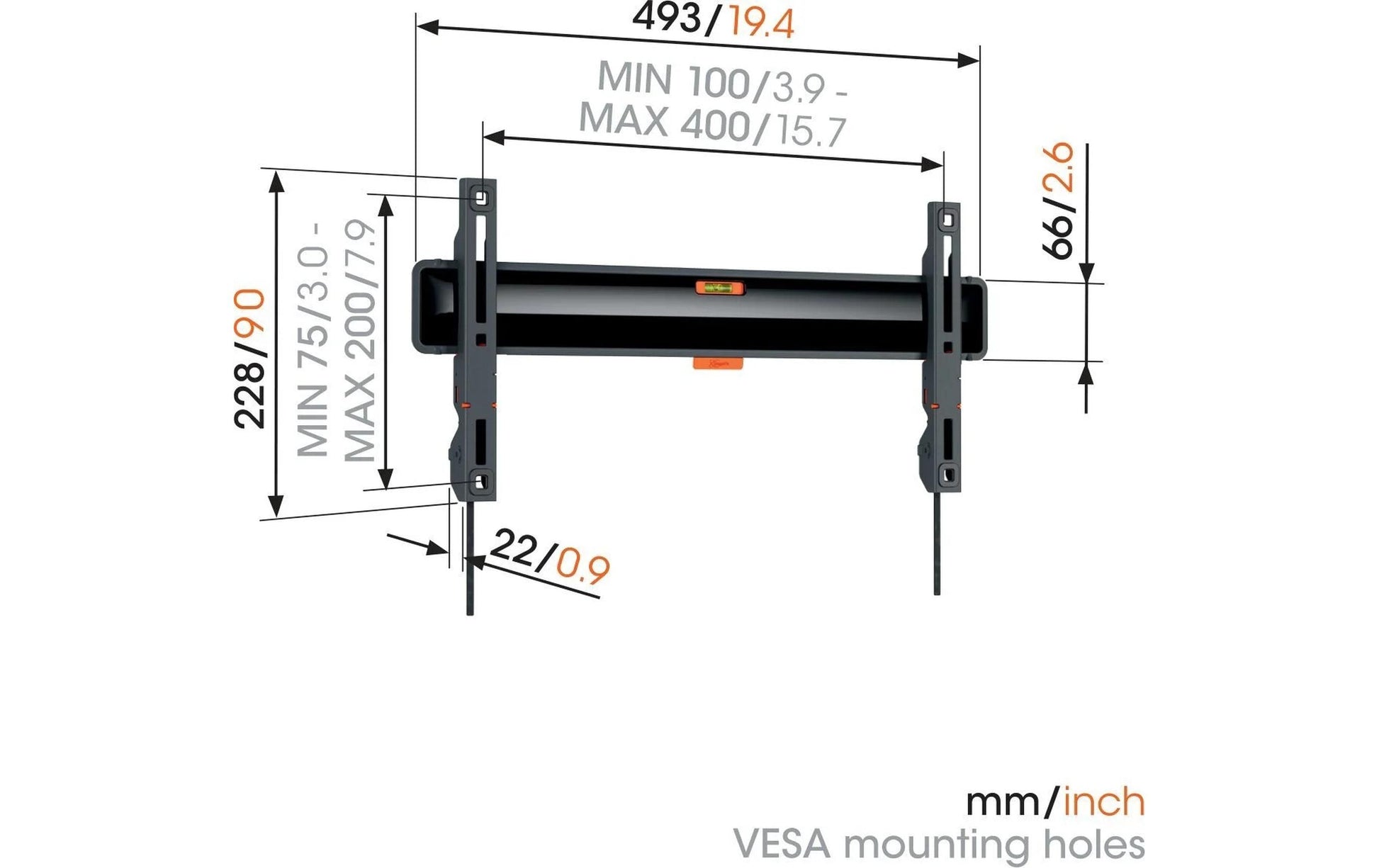 Vogel's Vogels 6VO TVM 34055BSP – Wandhalterung, fix, für 32", VESA 100×200, bis 50 kg, schwarz