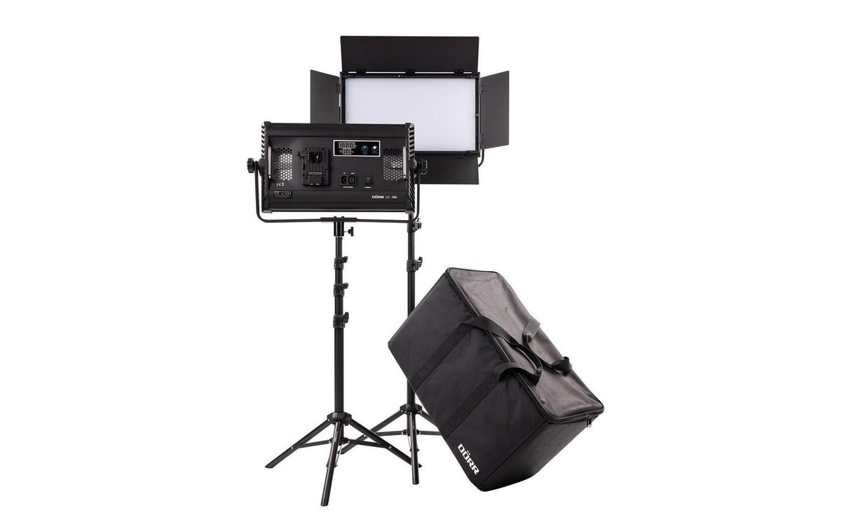Dörr DLP-70W KIT Bi-Color Flächenleuchte – 70 W, 3200–5500 K, 3300 lx – Akku, Schwarz – 2er-Pack