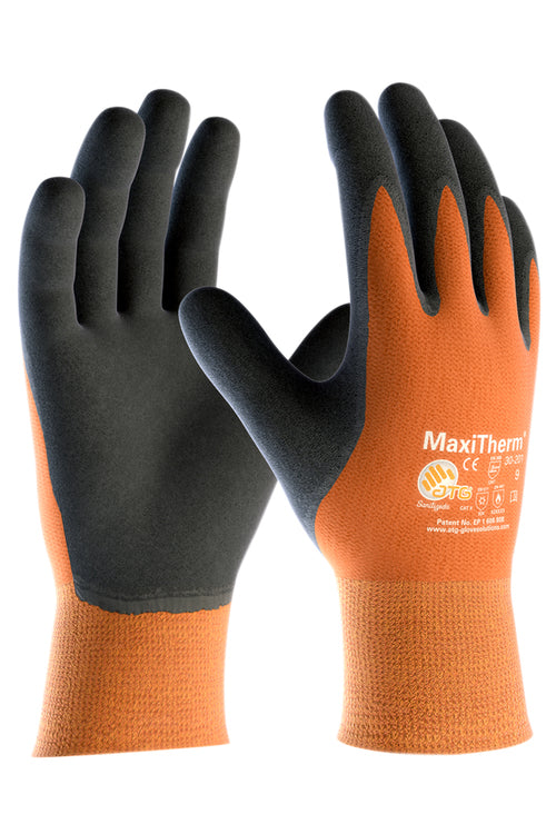 Atg Arbeitshandschuhe MaxiTherm 30-201 – XXL – Acryl, Naturkautschuk-Beschichtung, Orange