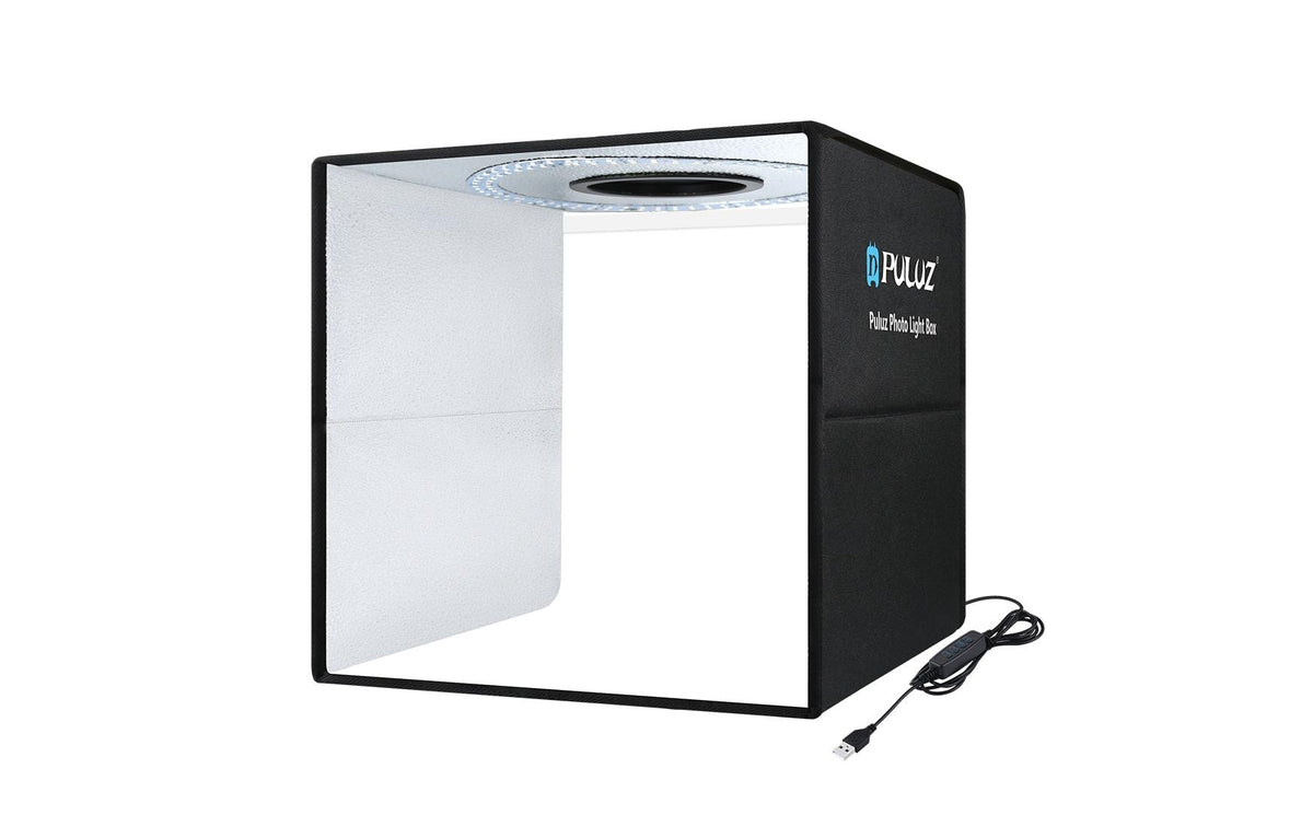 Puluz PU5041B Fotostudio 40 cm – LED 6500 K, dimmbar, 160 LEDs, 11 W, CRI 90 – USB – Schwarz