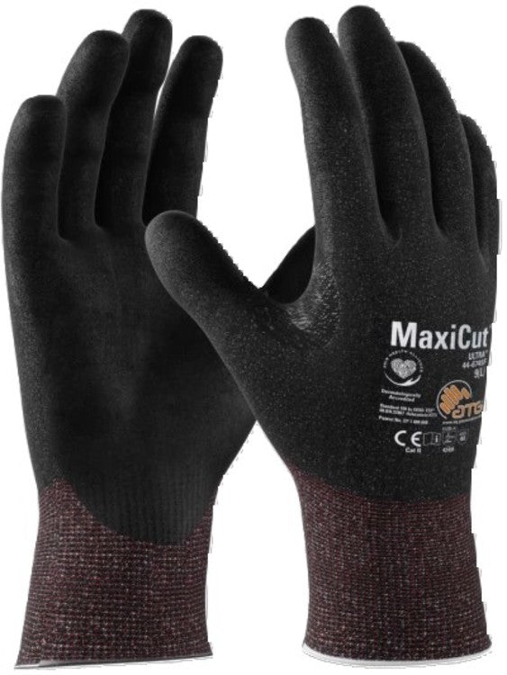 MaxiCut – Schnittschutzhandschuhe 44-6745F/9, 1 Paar – EN 388:4343E, Nylon/Spandex, Schwarz, Länge 22–25 cm