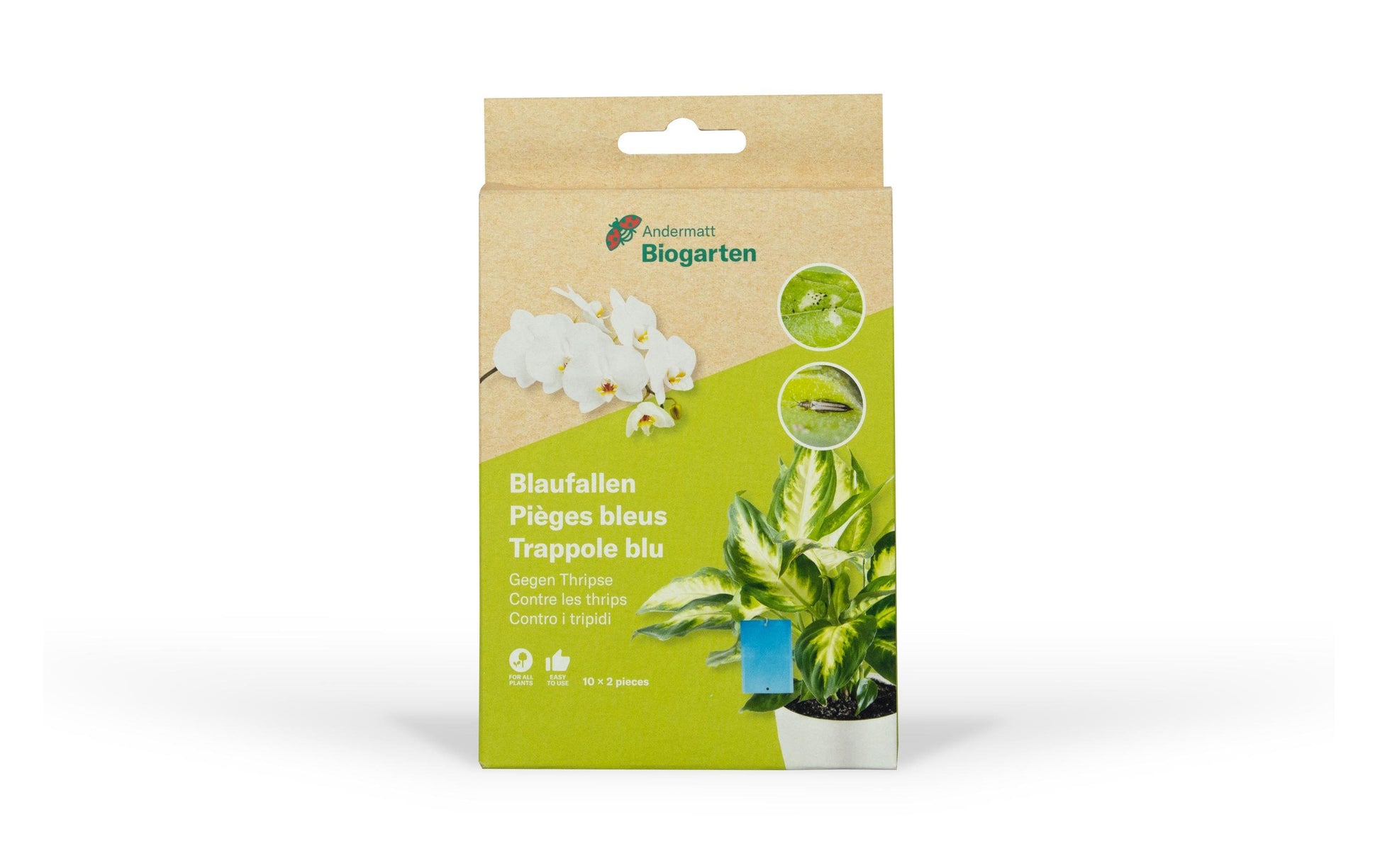 Andermatt Biogarten Insektenfalle – 1,3 × 0,9 cm – Blau – Fliegenpapier – Für Fluginsekten – 10 Stk.