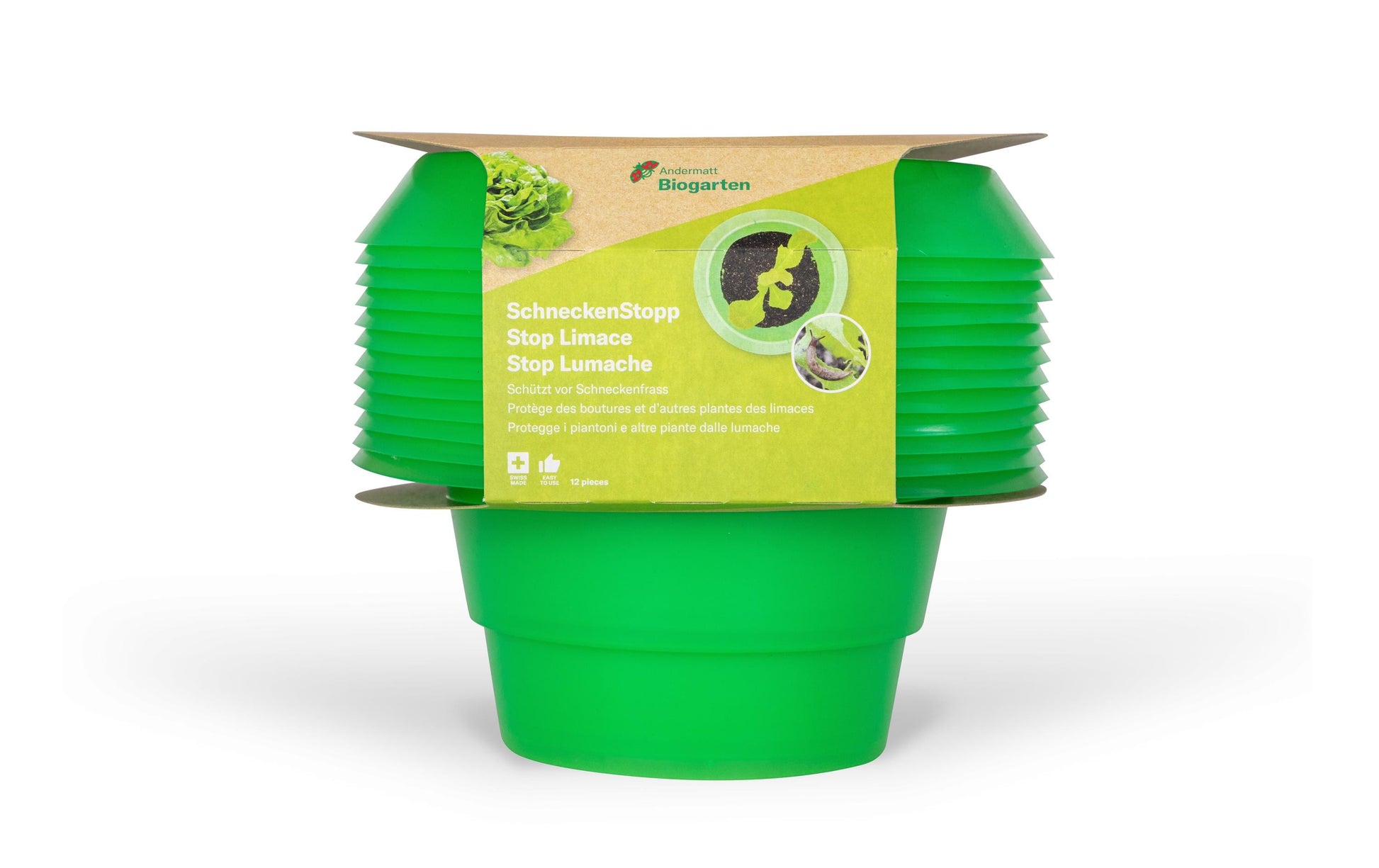 Andermatt Biogarten Bio SchneckenStopp Insektenfalle – 13 × 12,5 cm – hellgrün – für Schnecken – 12 Stk.