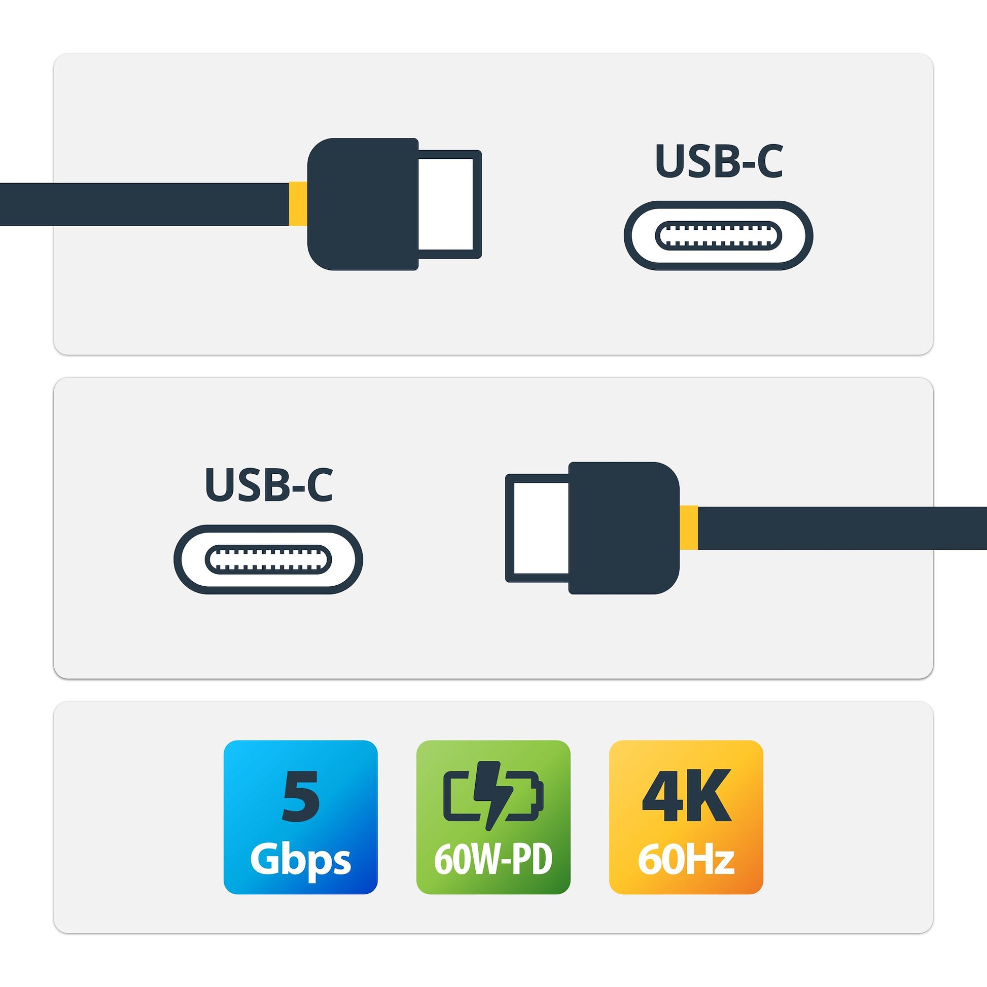 StarTech.com 1 m USB-C-Kabel – USB 3.2 Gen 1 (5 Gbit/s) / 4K 60 Hz DP Alt Mode, 60 W PD / Thunderbolt-kompatibel