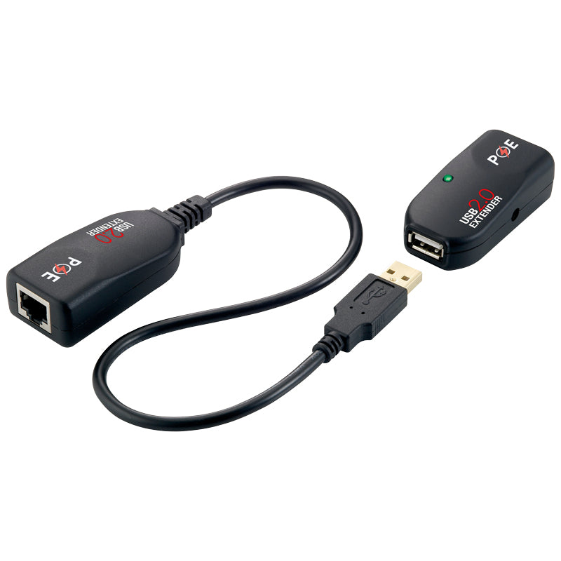 LogiLink UA0207 USB 2.0 Extender-Set USB-A zu RJ-45 – 480 Mbit/s, bis 50 m über Cat.5/5e/6, Schwarz