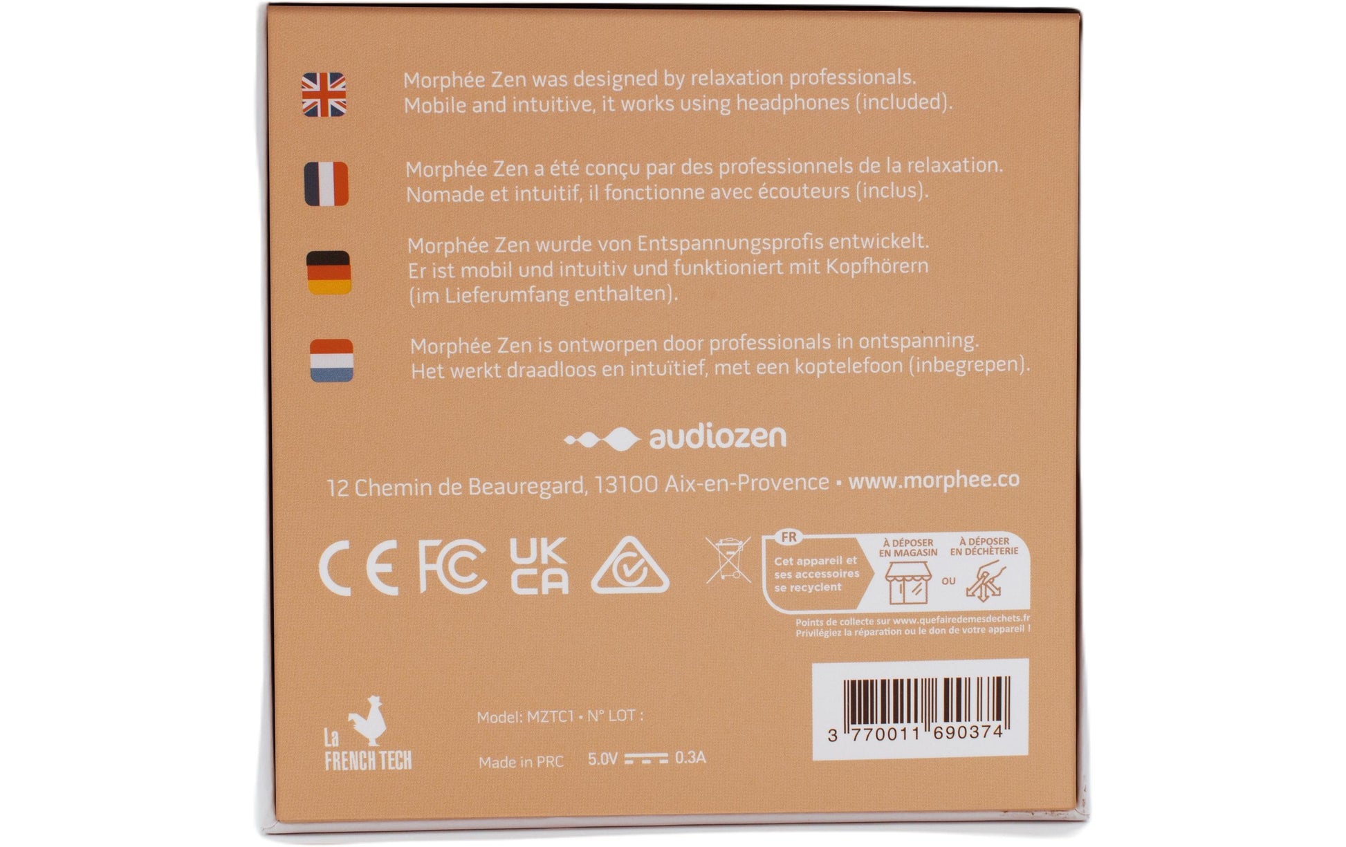 Morphee Morphée Zen – Entspannungsbox, 72 Töne, 1,3 h Akku – Grau