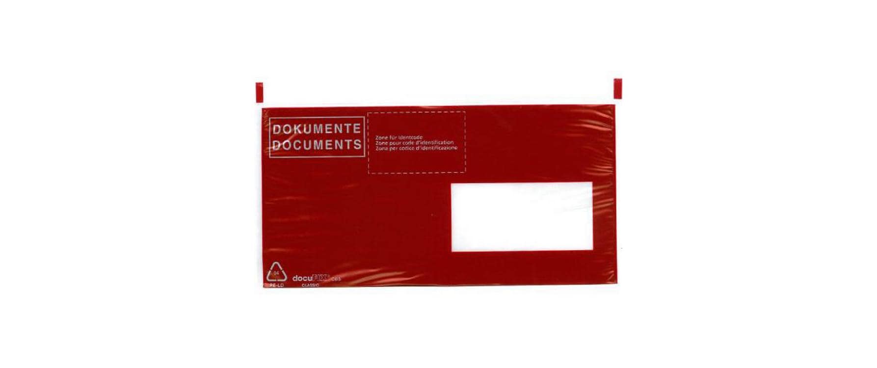 Buroline Dokumententasche – für C6/5, Fenster rechts, selbstklebend, rot – 250 Stk.