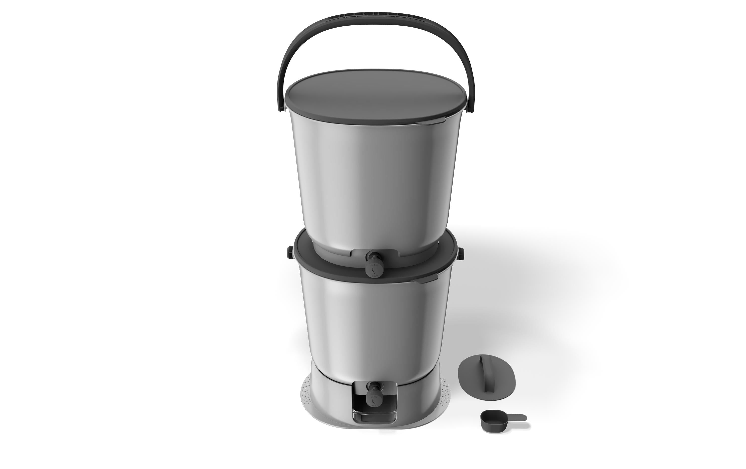 Bokashi Komposteimer Essential 1.1 Zweierset – 30,6 l – Grau