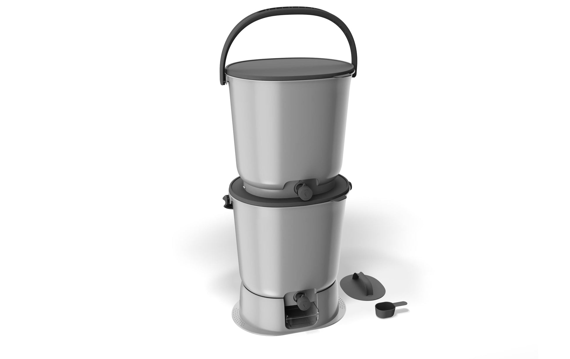 Bokashi Komposteimer Essential 1.1 Zweierset – 30,6 l – Grau