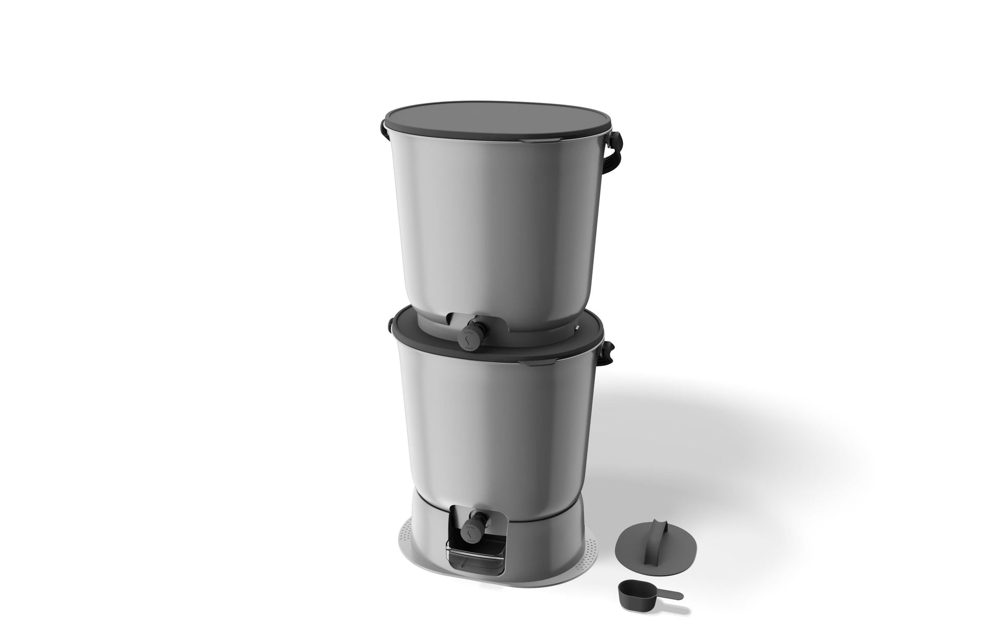 Bokashi Komposteimer Essential 1.1 Zweierset – 30,6 l – Grau