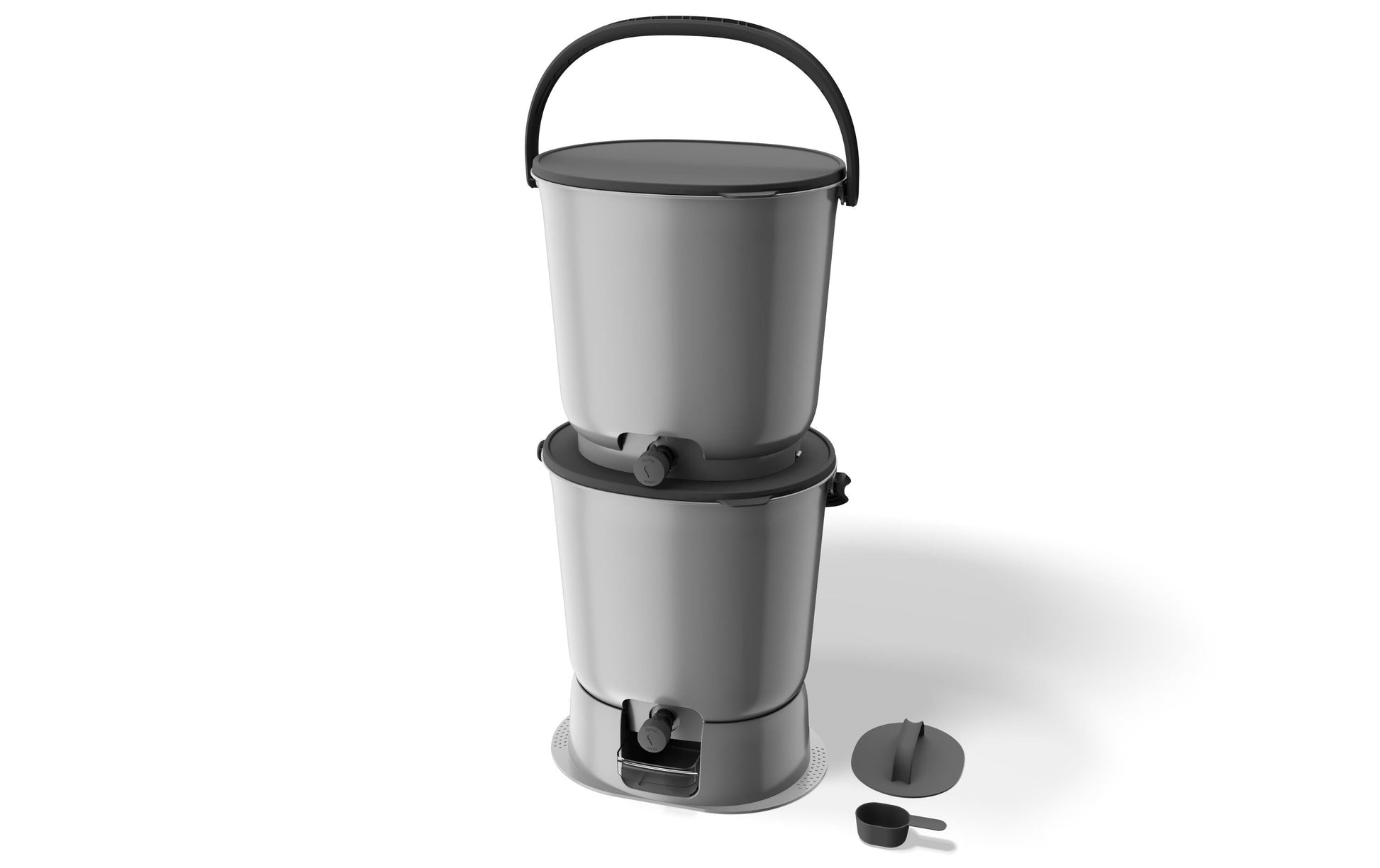 Bokashi Komposteimer Essential 1.1 Zweierset – 30,6 l – Grau