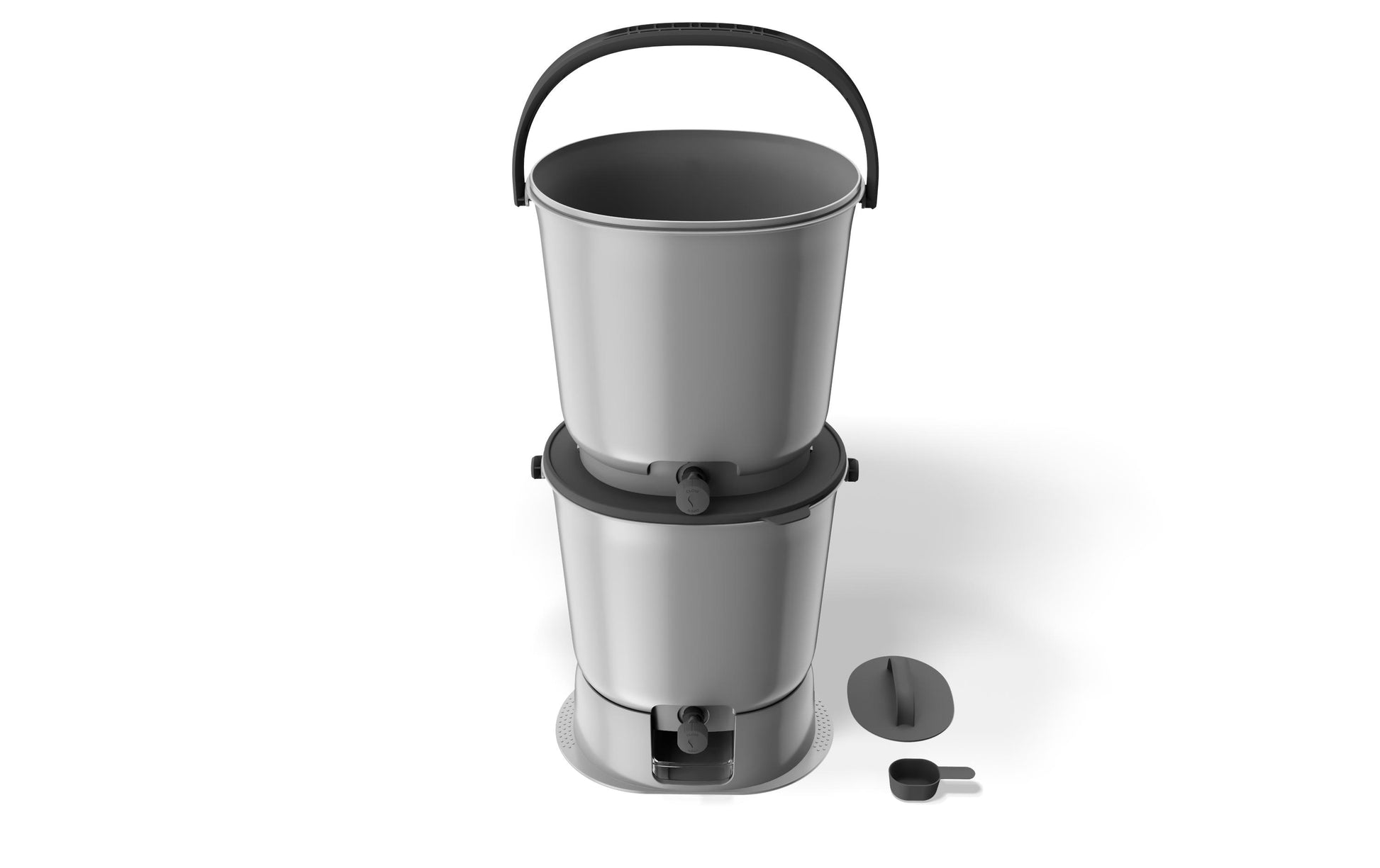 Bokashi Komposteimer Essential 1.1 Zweierset – 30,6 l – Grau