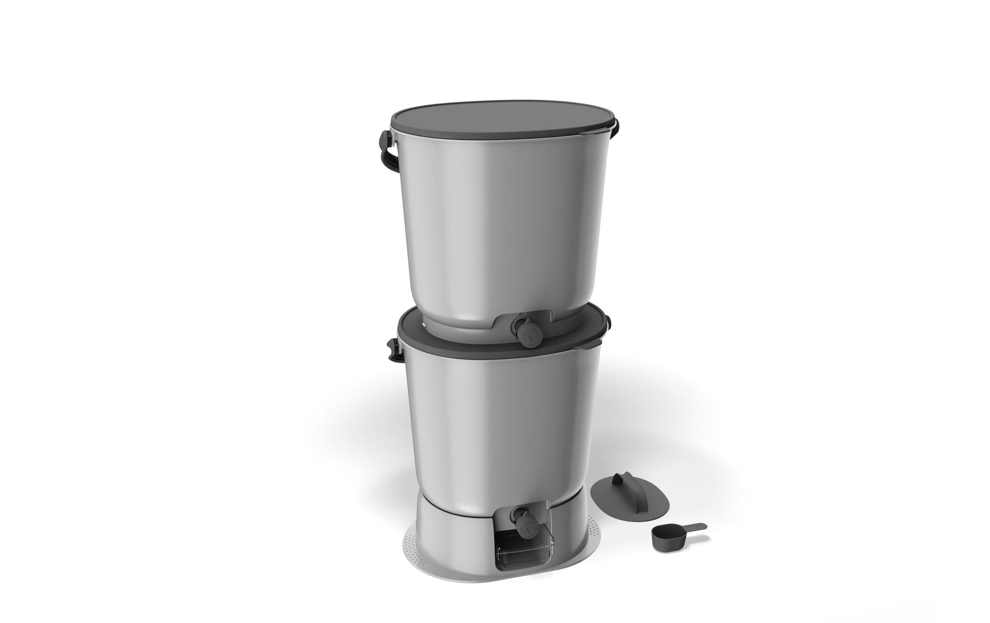 Bokashi Komposteimer Essential 1.1 Zweierset – 30,6 l – Grau