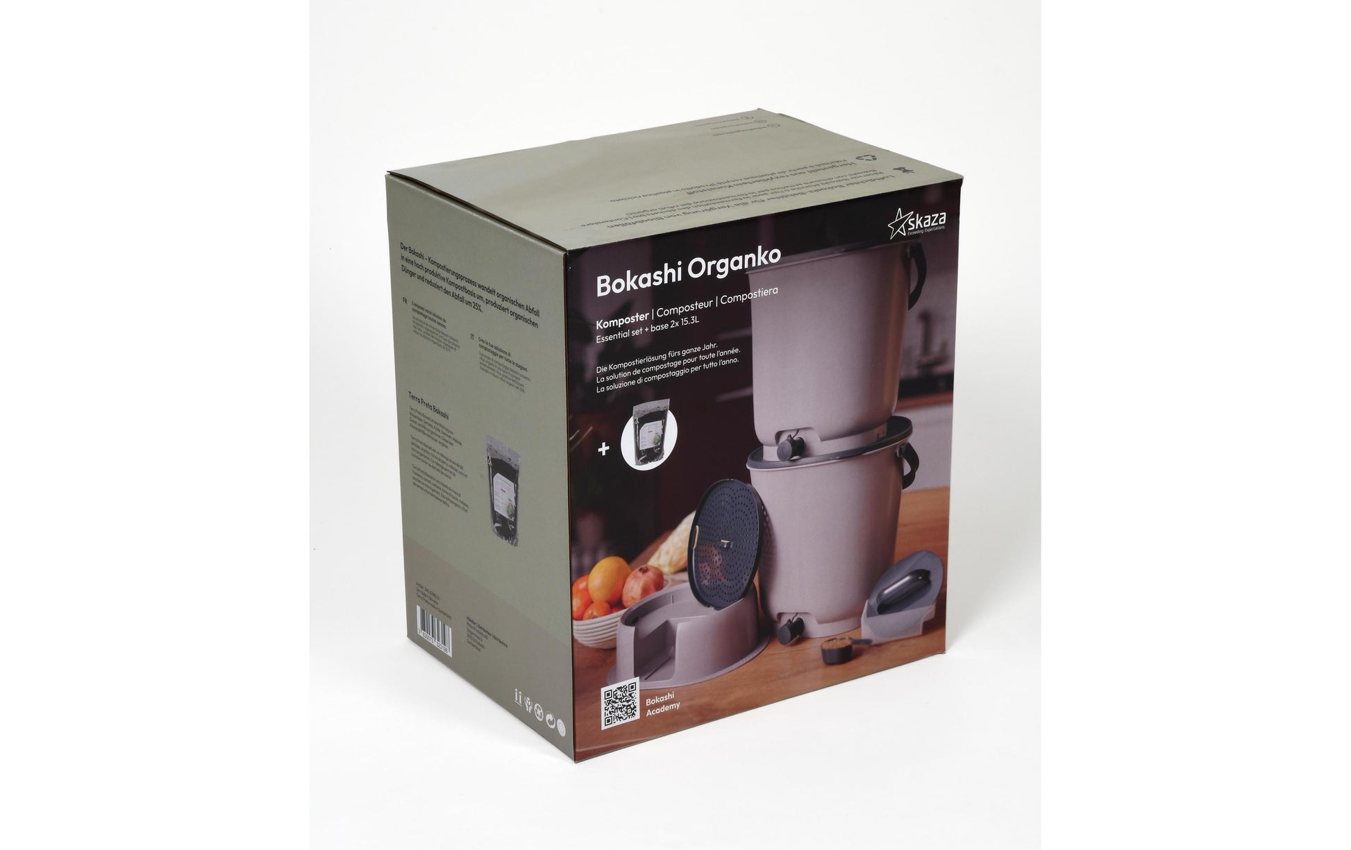 Bokashi Komposteimer Essential 1.1 Zweierset – 30,6 l – Grau
