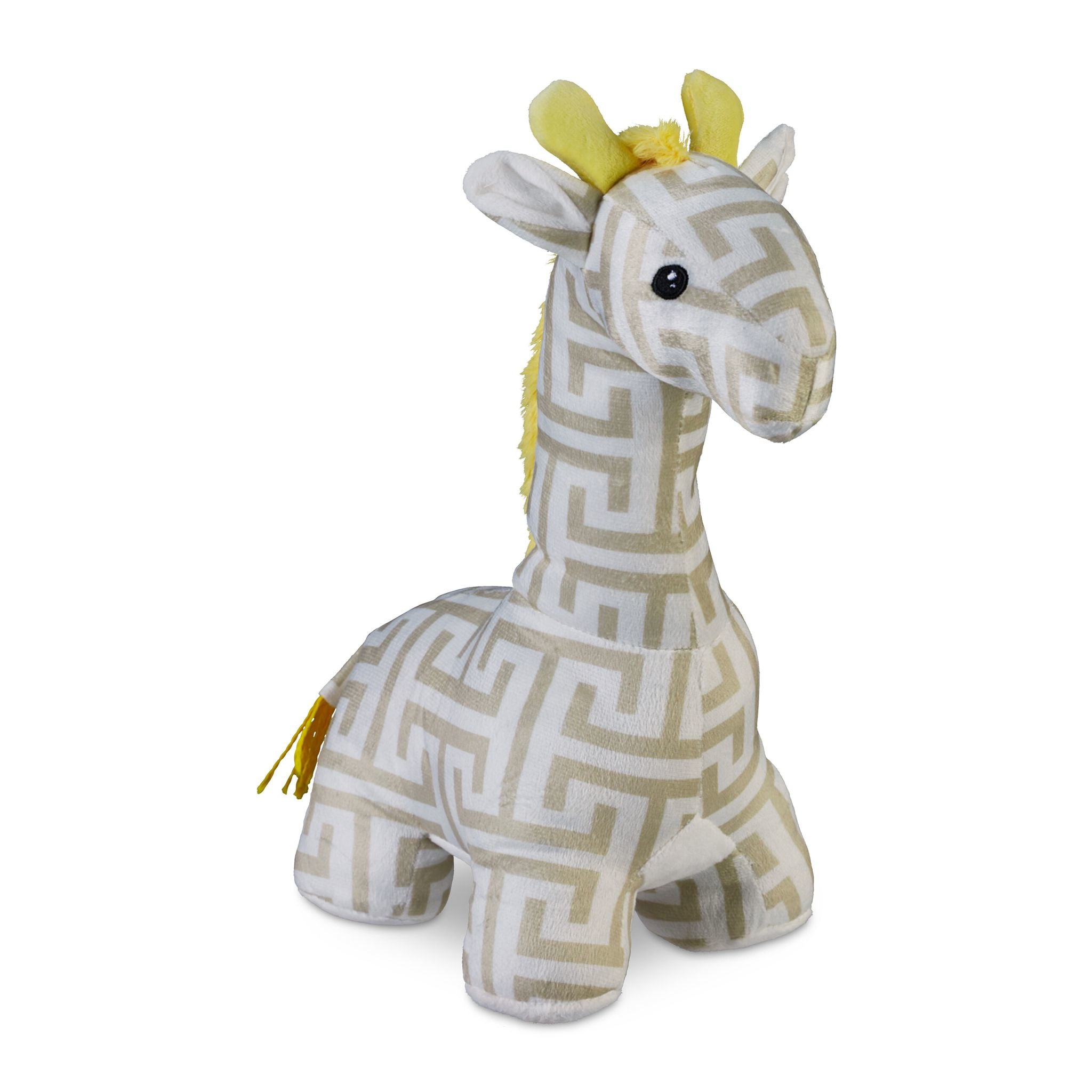 Relaxdays Giraffe Türstopper – Polyester/Kunststoff/Sand – Gelb/Weiss/Beige – 150 × 350 × 250 mm