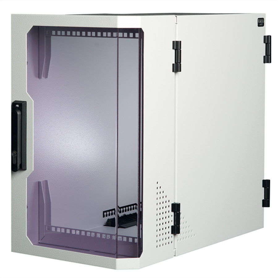 apraNET VARI 2000 – 19" Wandgehäuse – 19" Rack, 6 HE, Glastür, passiv belüftet, 550×610×350 mm, RAL 7035