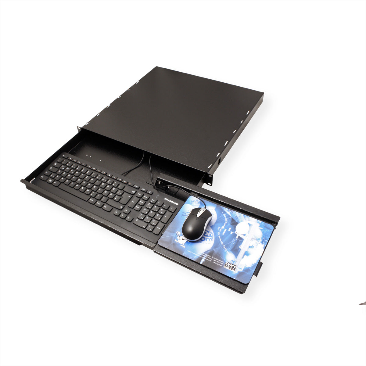 Apranet Tastatureinschub – 19" Rack, 1U, passt für Tastaturen bis 433×36 mm, Schwarz