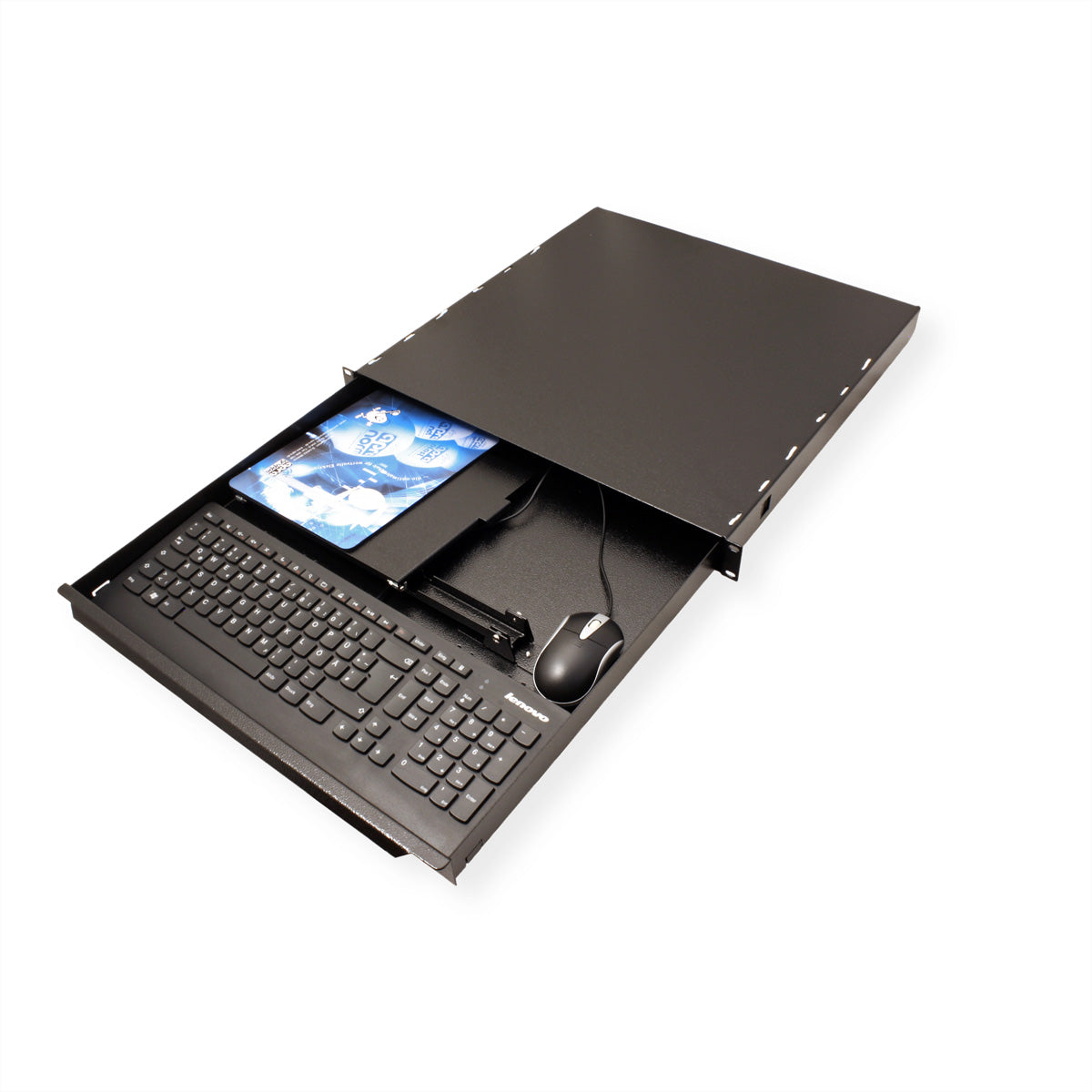 Apranet Tastatureinschub – 19" Rack, 1U, passt für Tastaturen bis 433×36 mm, Schwarz